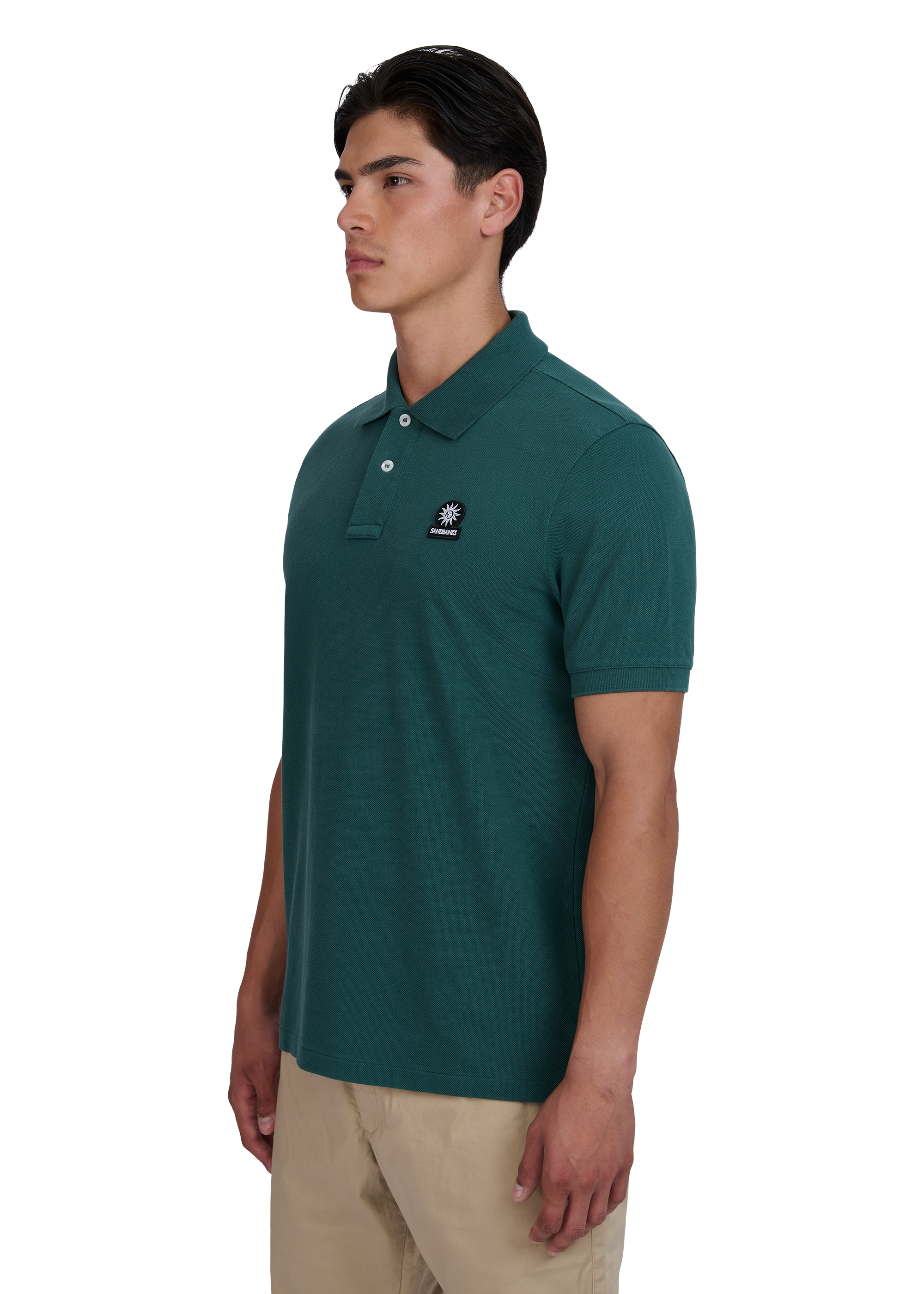 Sandbanks Badge Logo Pique Polo Shirt - Emerald Green