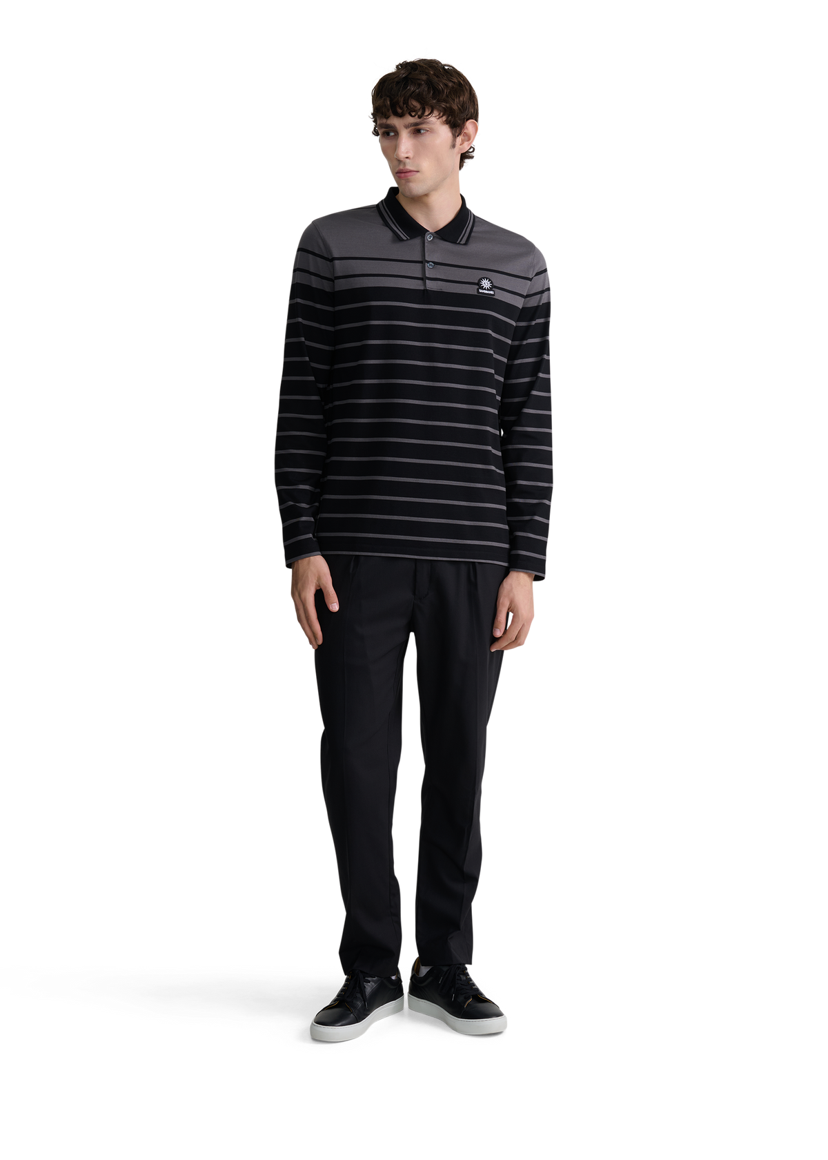 Engineered Stripe Polo Shirt - Black/Anthracite
