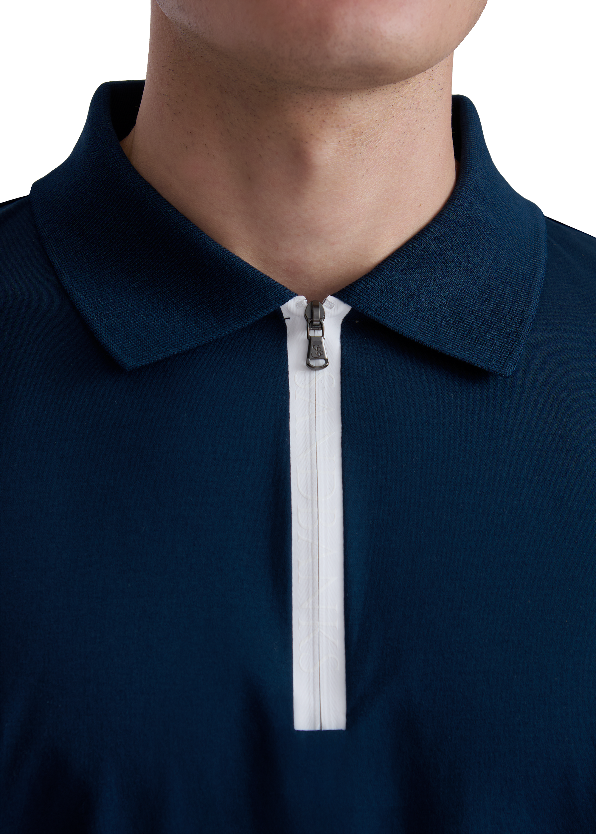 Sandbanks Silicone Zip Polo Shirt - Navy