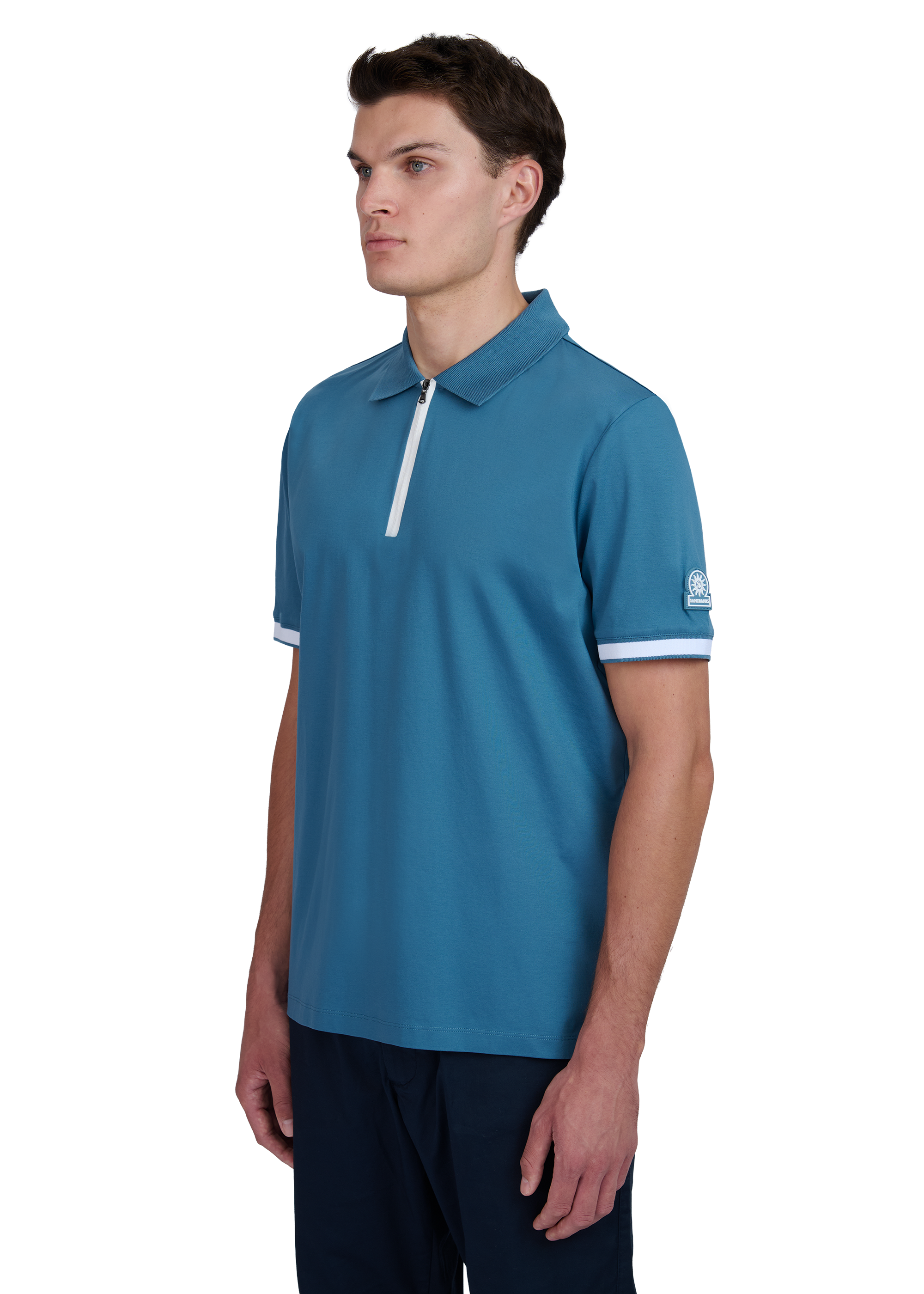 Sandbanks Silicone Zip Polo Shirt - Teal