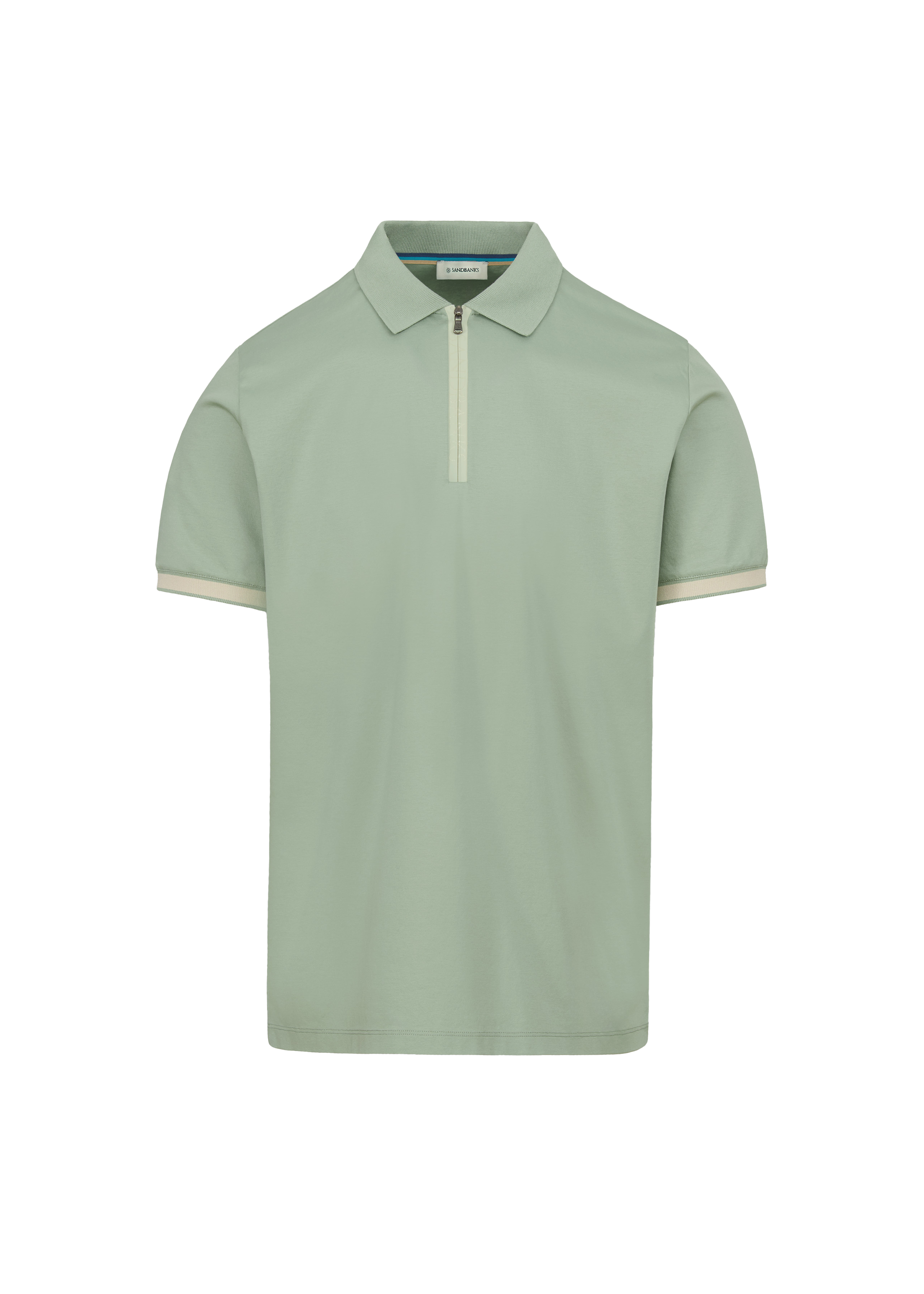 Sandbanks Silicone Zip Polo Shirt - Sage