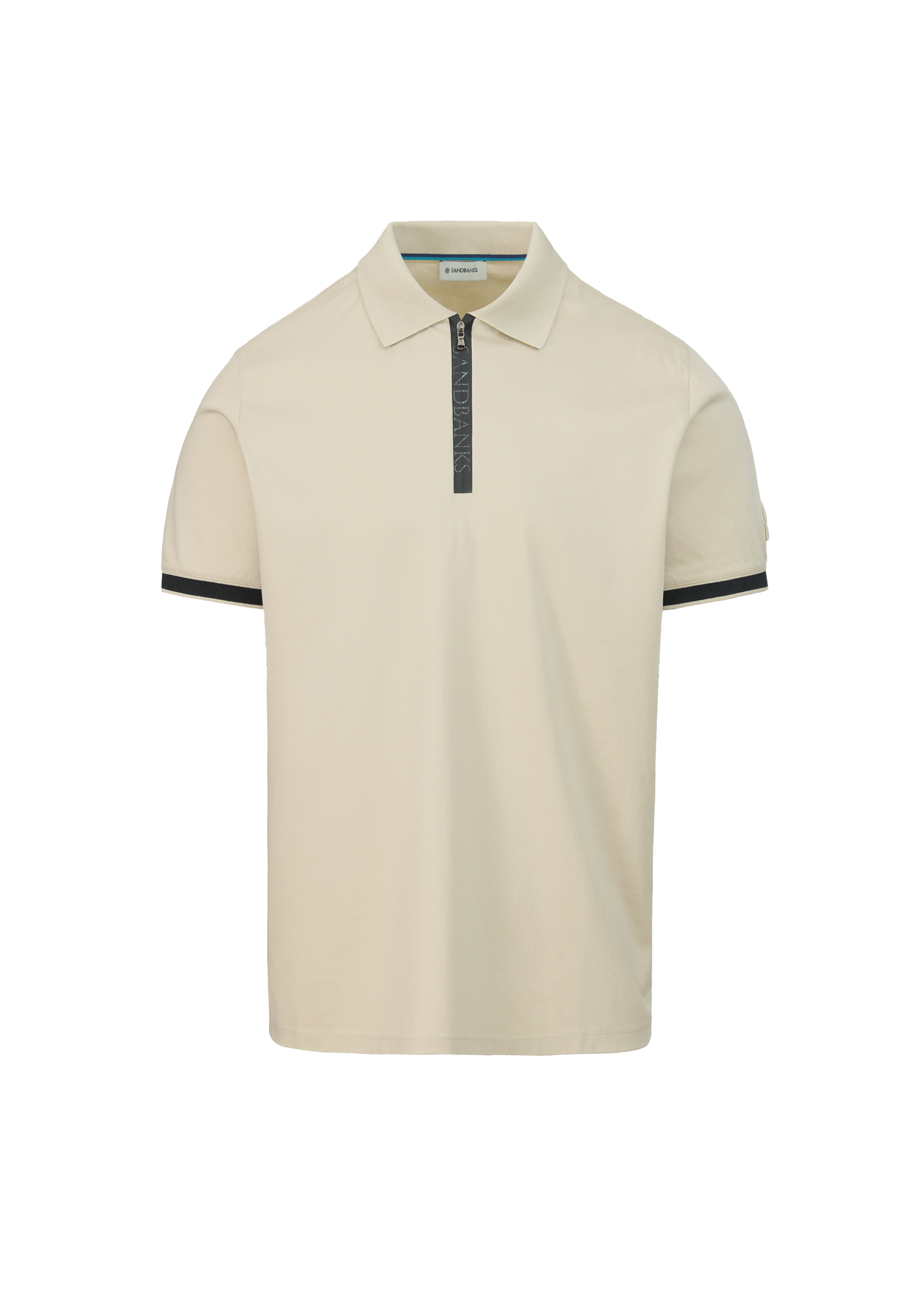 Sandbanks Silicone Zip Polo Shirt - Stone