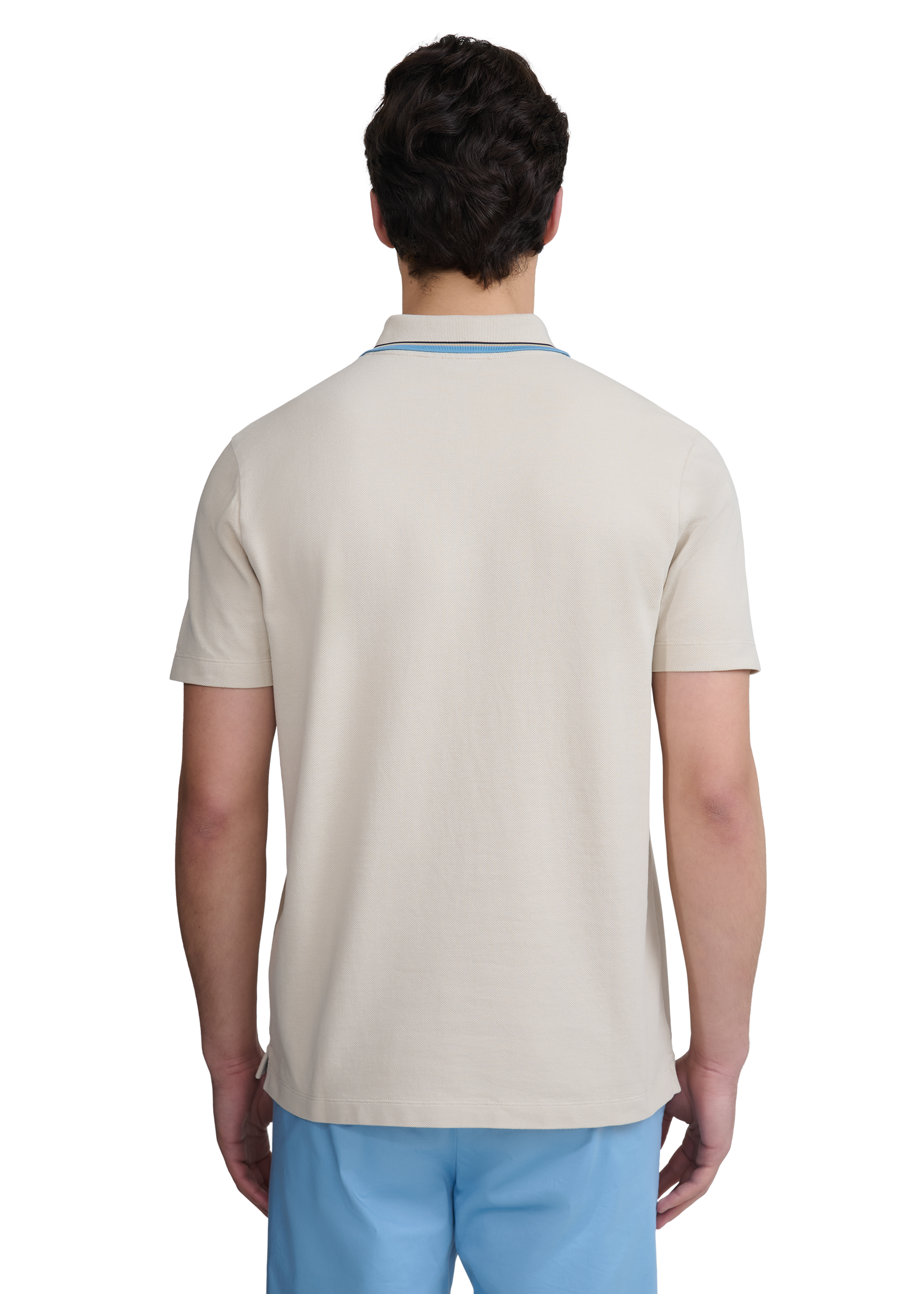 Sandbanks Stripe Tape Placket Polo - Stone