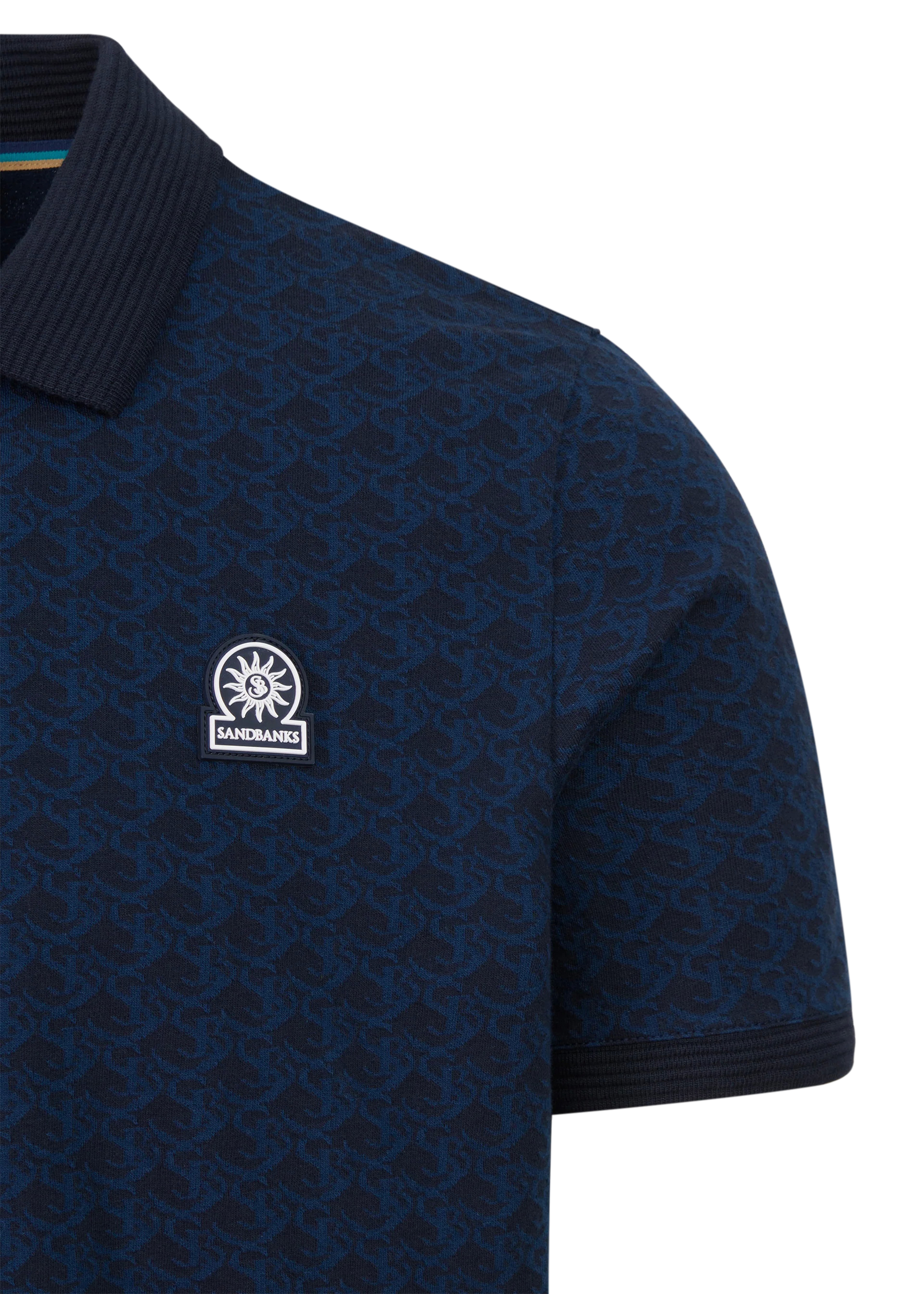 Sandbanks Jacquard Monogram Polo Shirt - Navy