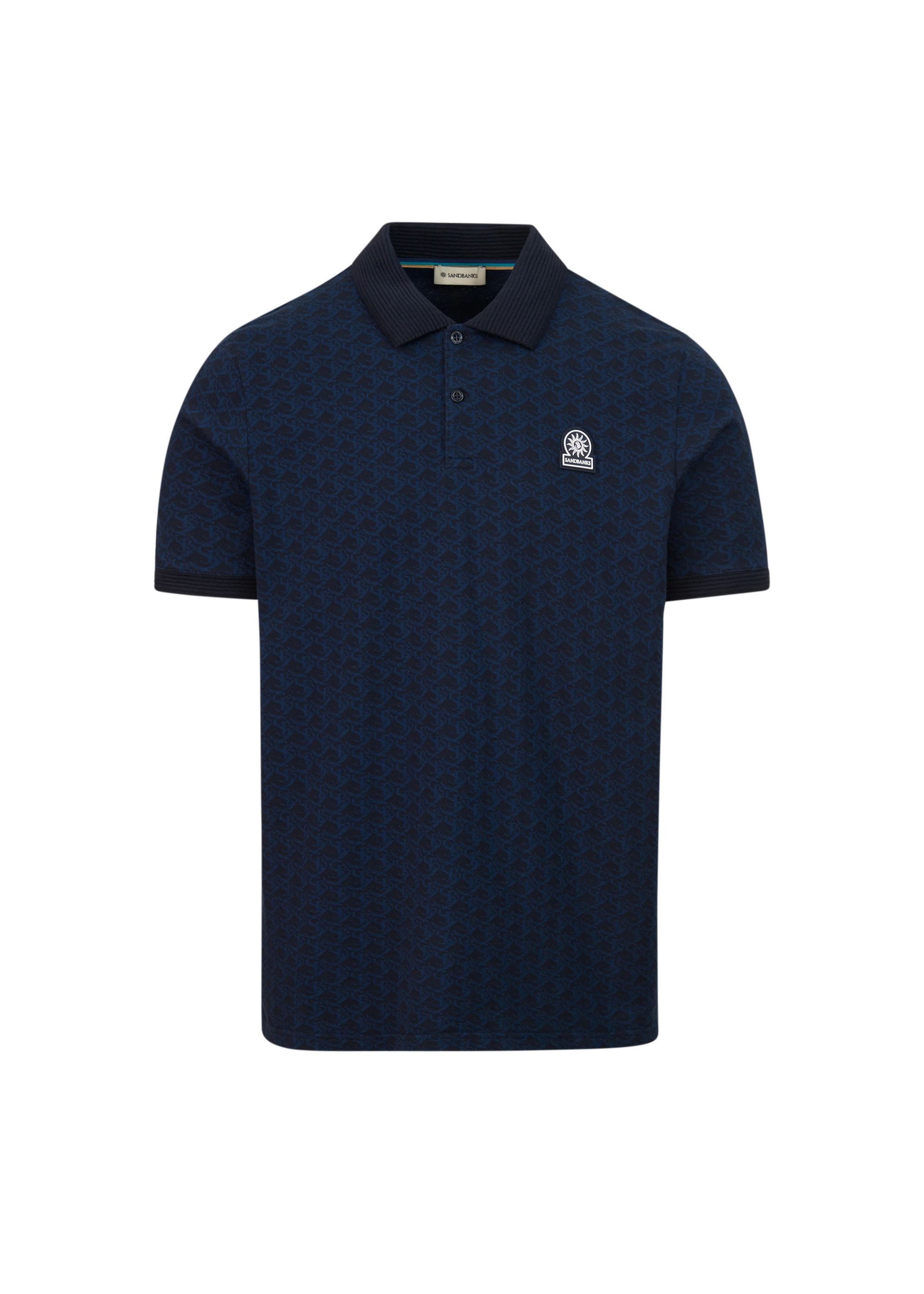 Sandbanks Jacquard Monogram Polo Shirt - Navy