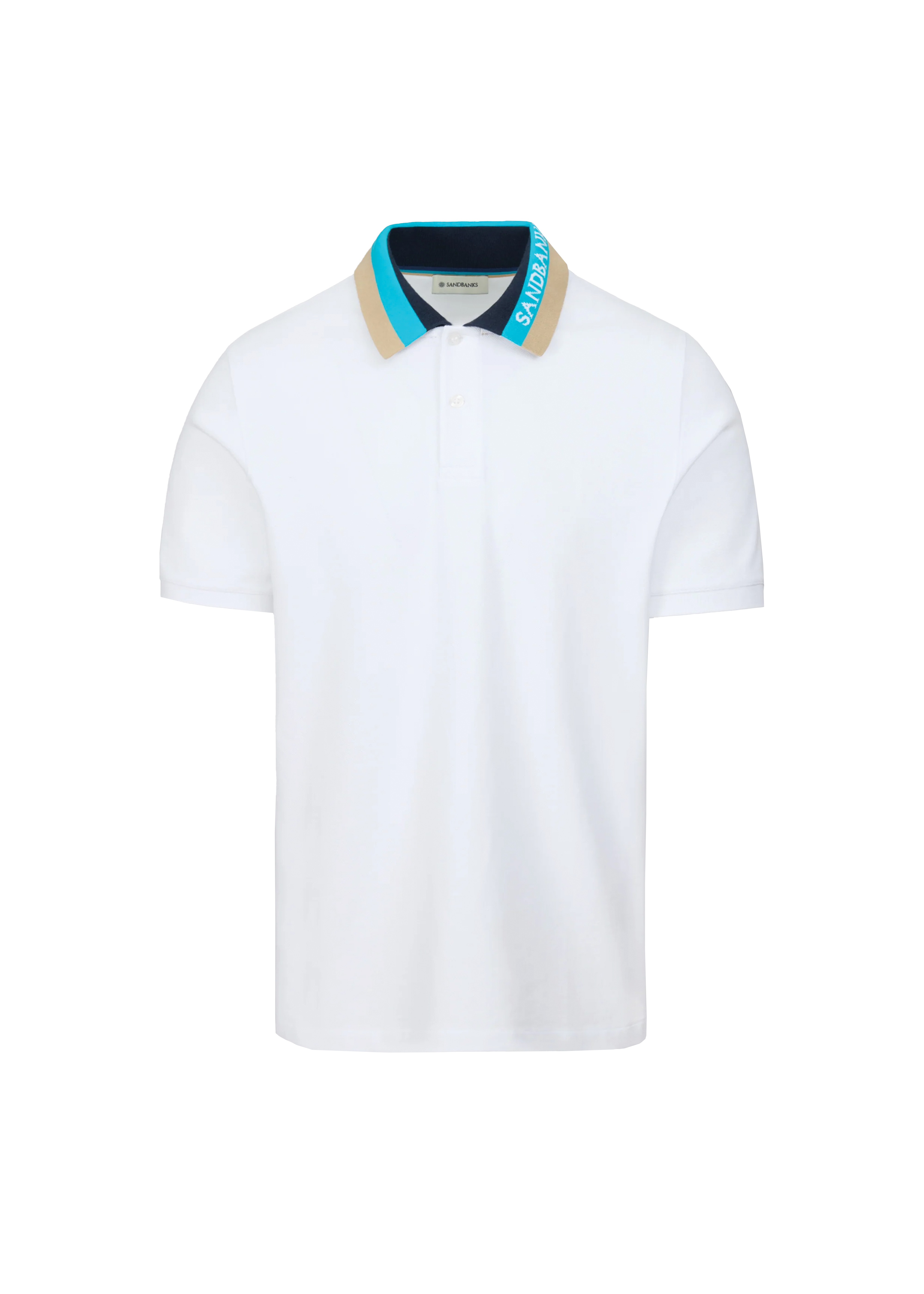 Sandbanks Tri-Colour Collar Polo Shirt - White