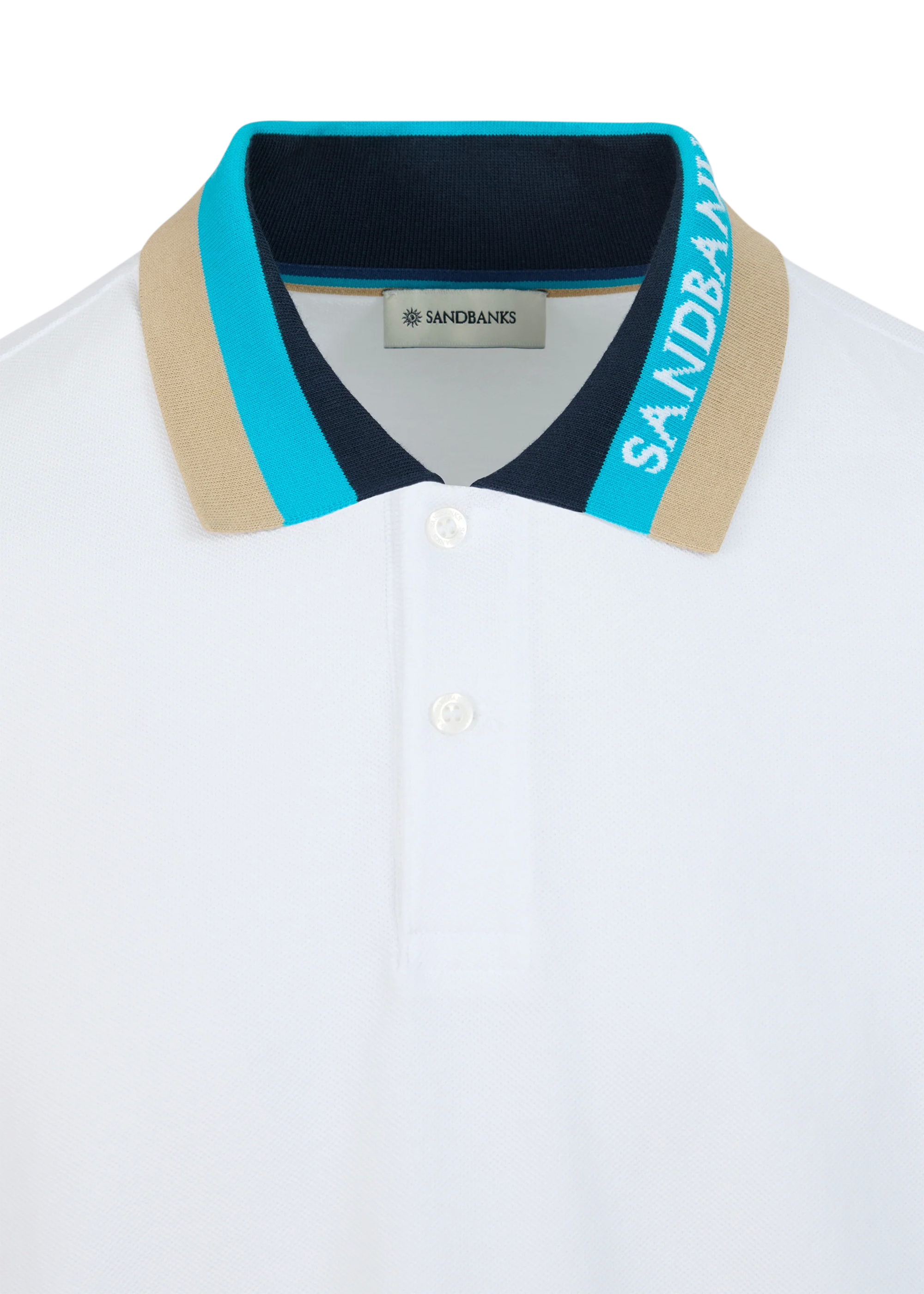 Sandbanks Tri-Colour Collar Polo Shirt - White