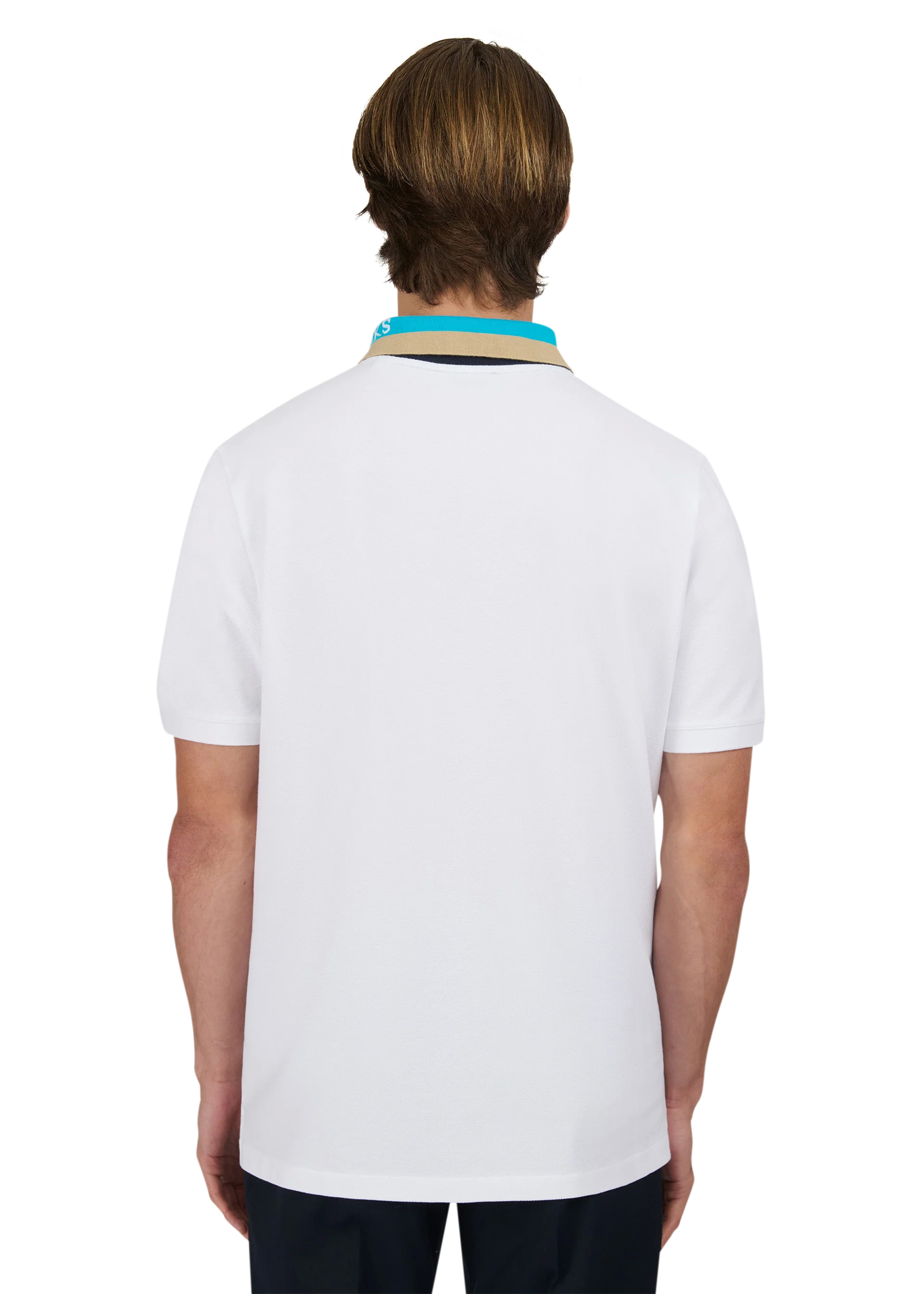 Sandbanks Tri-Colour Collar Polo Shirt - White