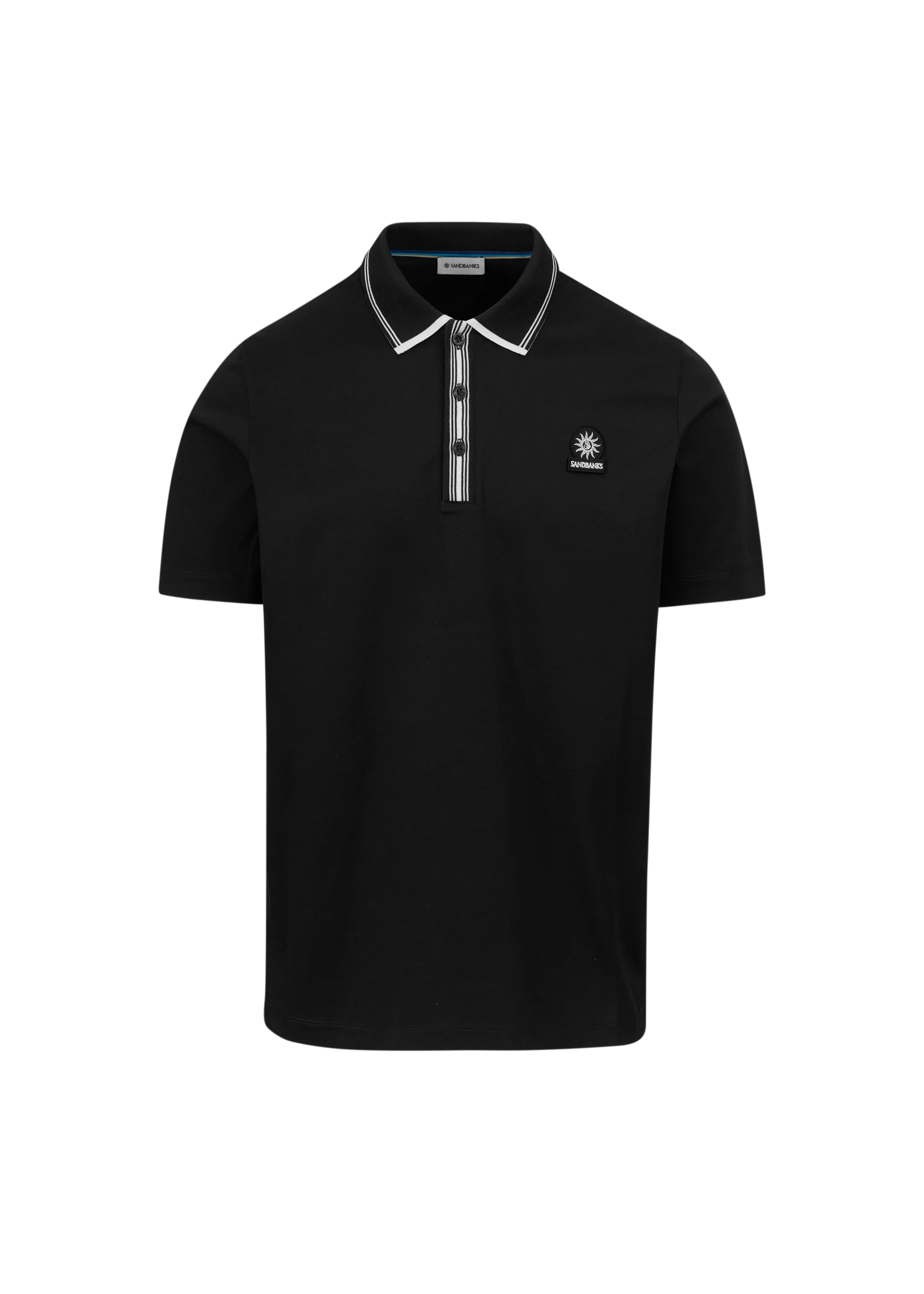 Sandbanks Contrast Stripe Polo Shirt - Black