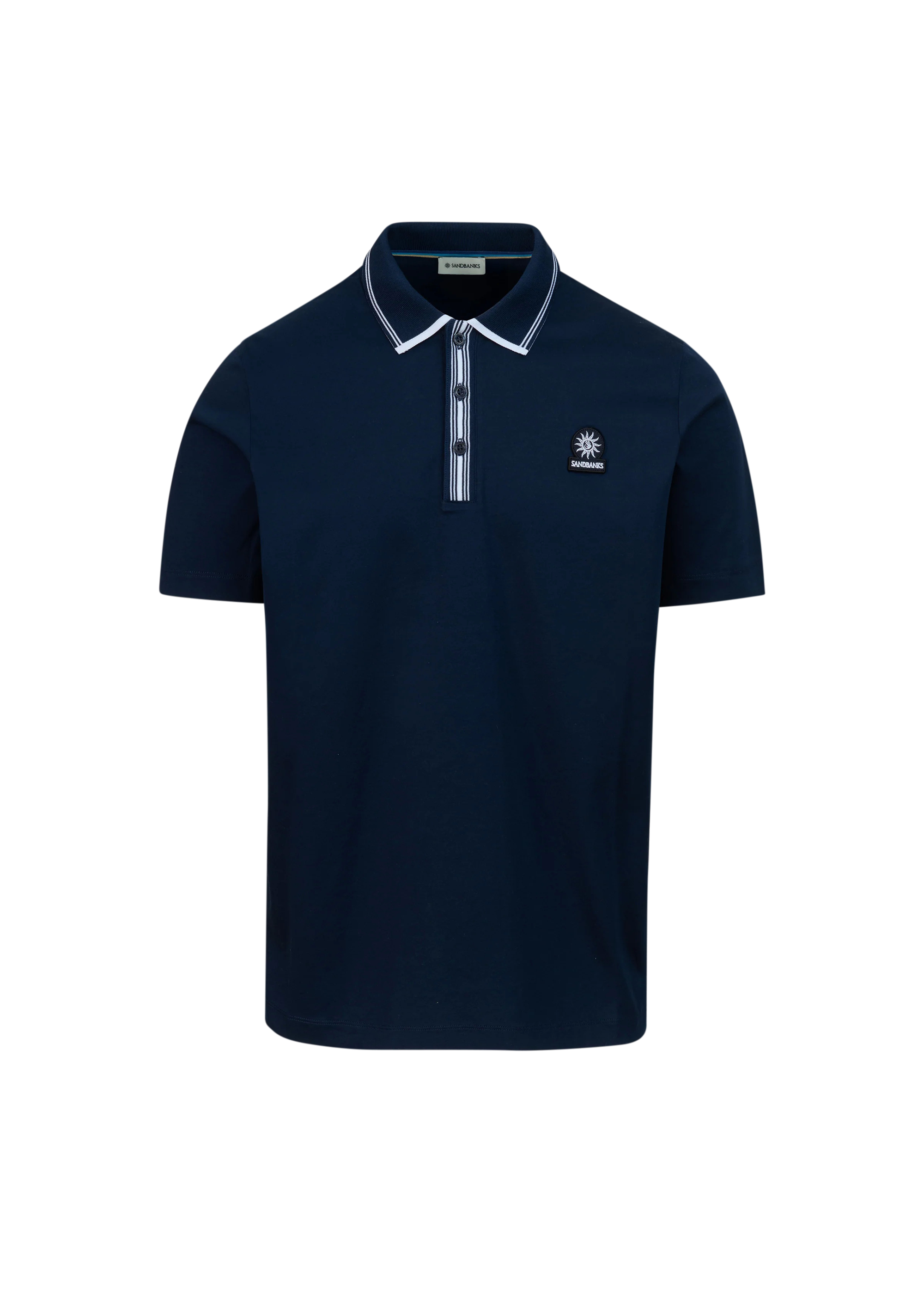 Sandbanks Contrast Stripe Polo Shirt - Navy