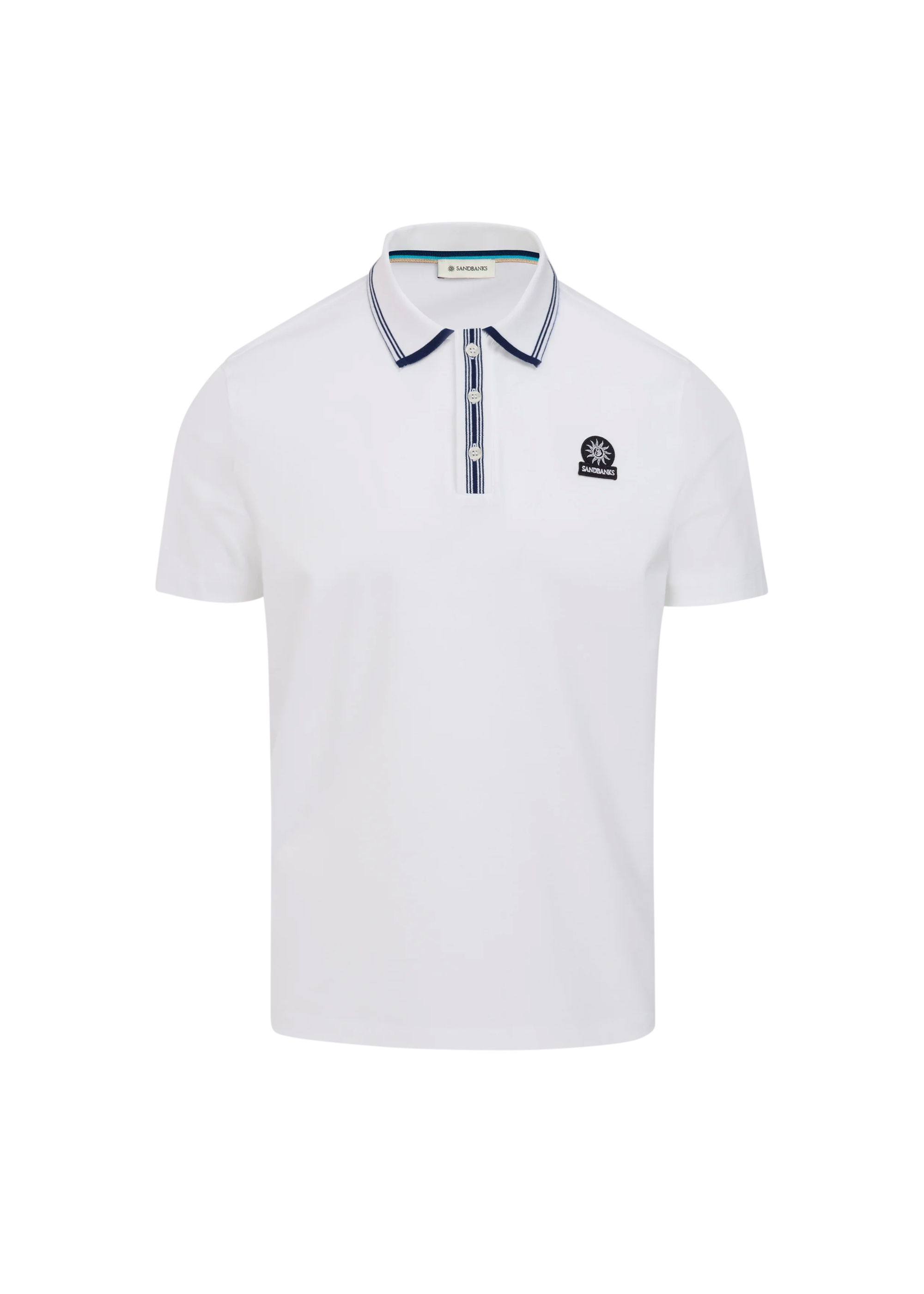 Sandbanks Contrast Stripe Polo Shirt - White