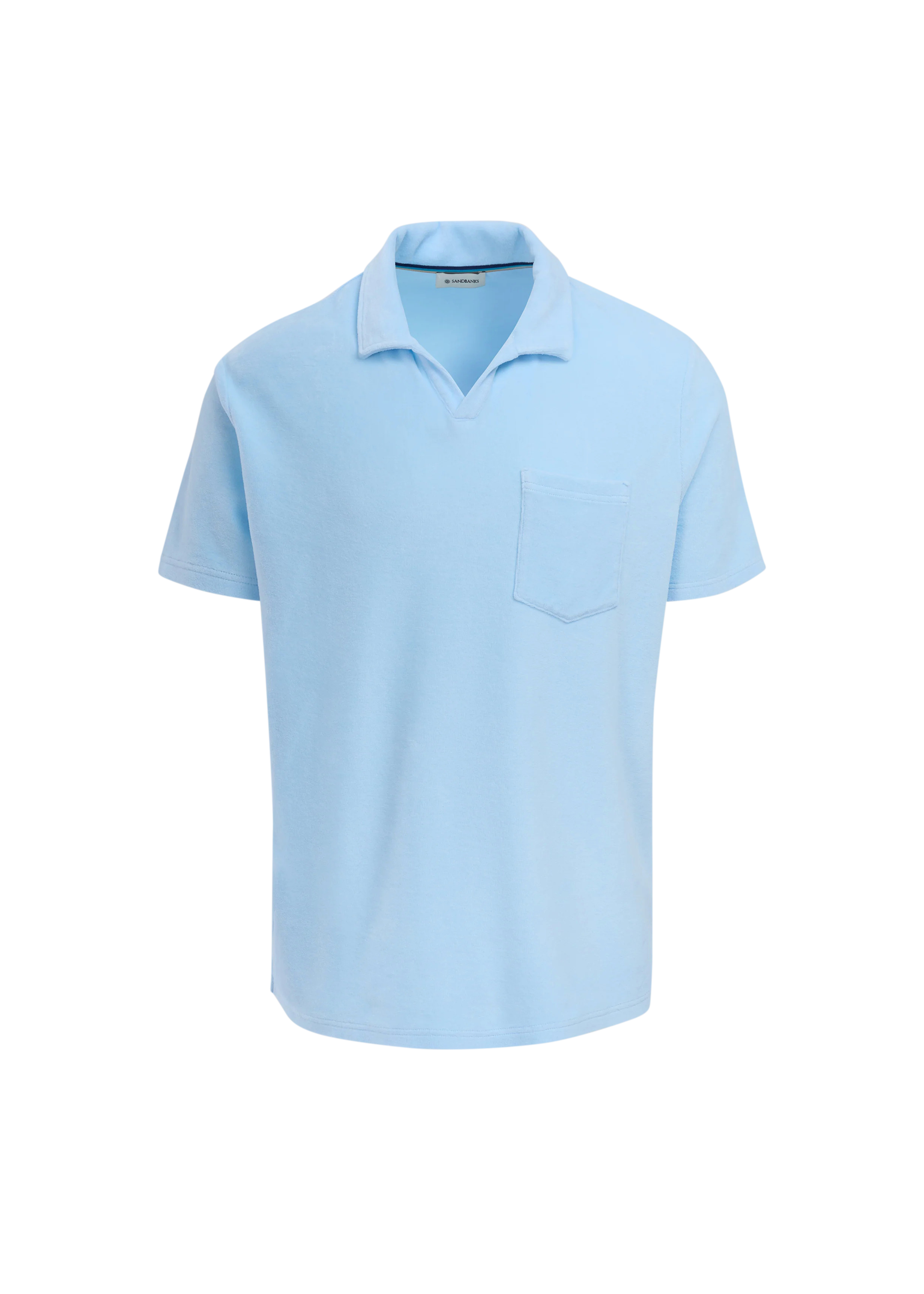 Sandbanks Revere Collar Towelling Polo Shirt - Crystal Blue