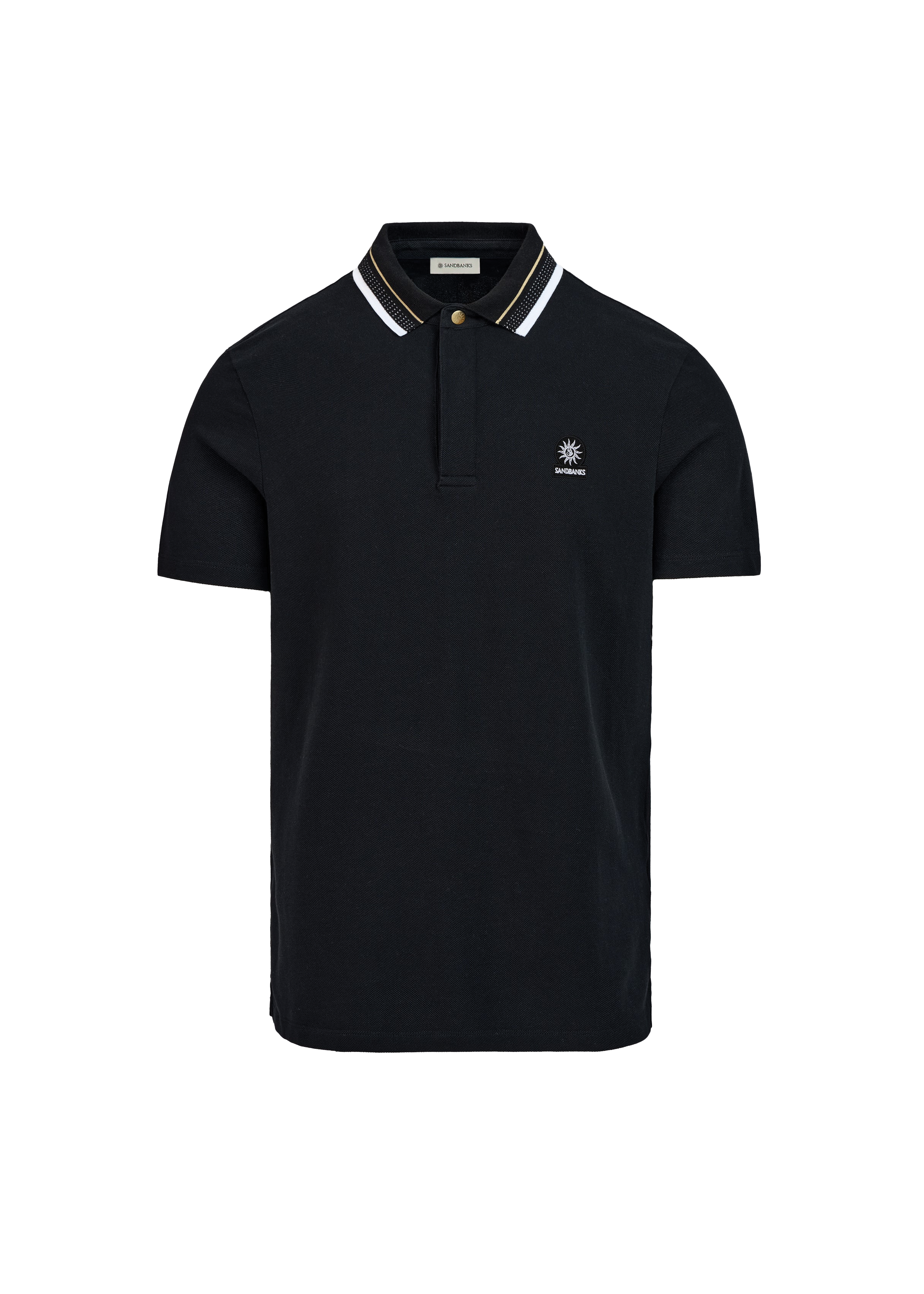 Sandbanks Snap Collar Polo Shirt in black