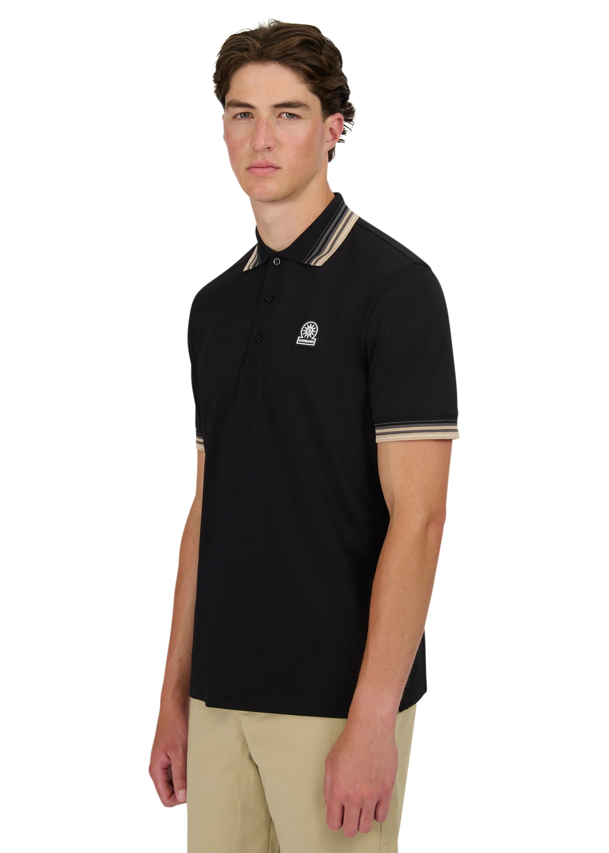 Sandbanks Gradient Rib Polo Shirt - Black