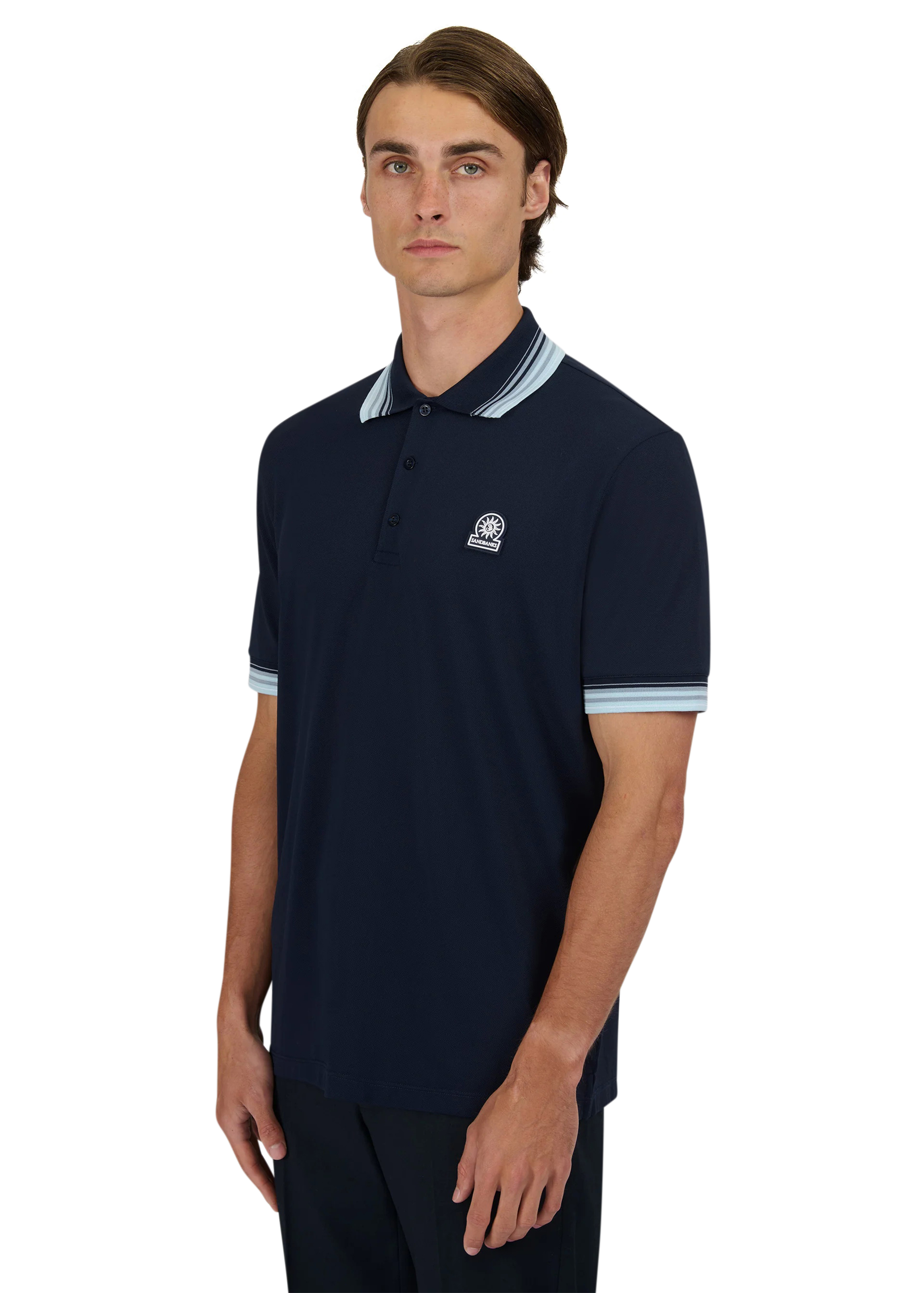 Sandbanks Gradient Rib Polo Shirt - Navy
