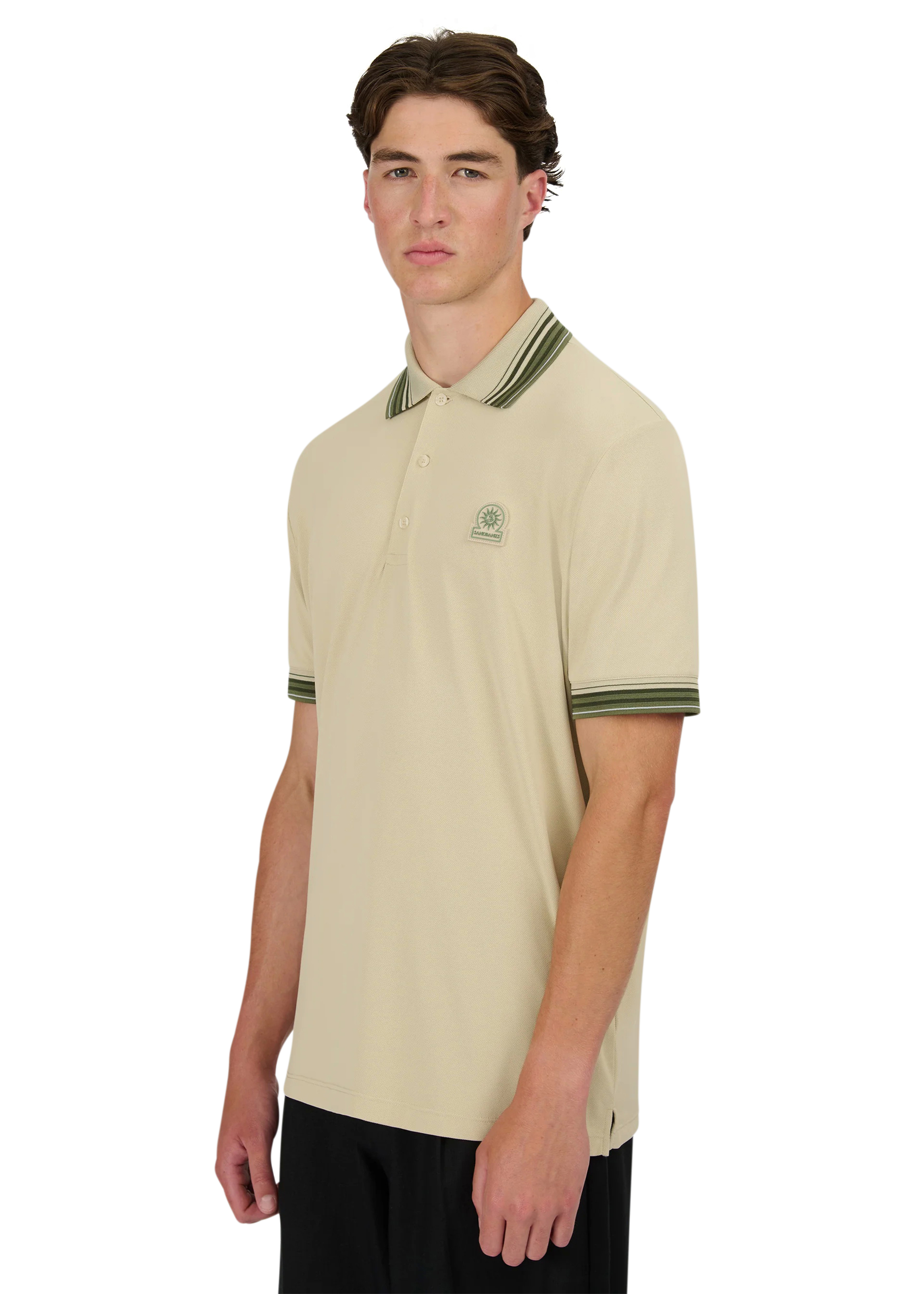 Sandbanks Gradient Rib Polo Shirt - Stone
