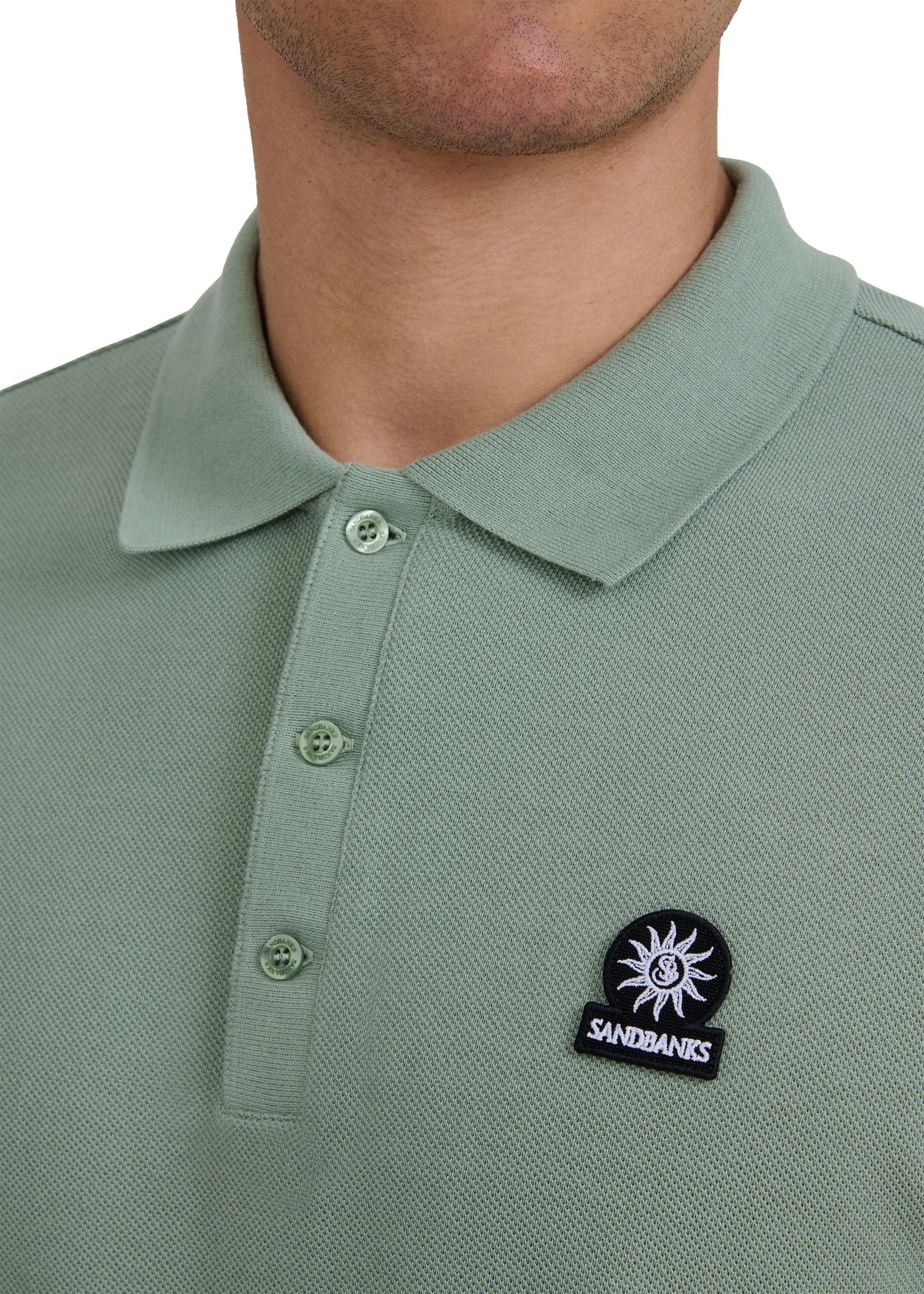 Stripe Hem Polo Shirt - Sage