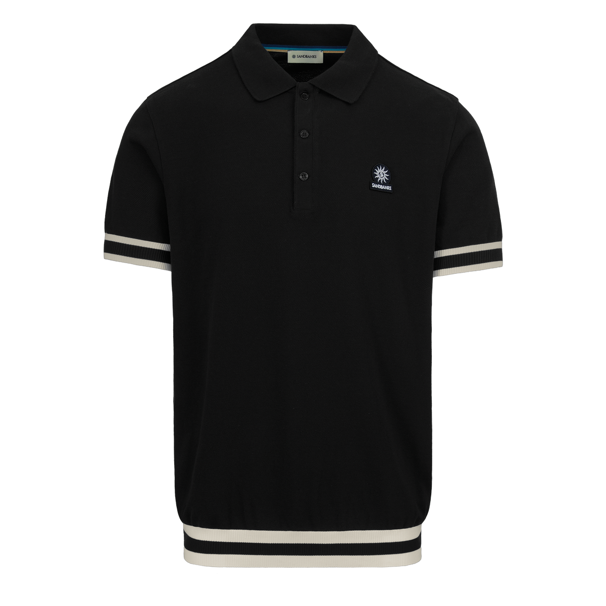 Sandbanks Stripe Hem Polo Shirt - Black