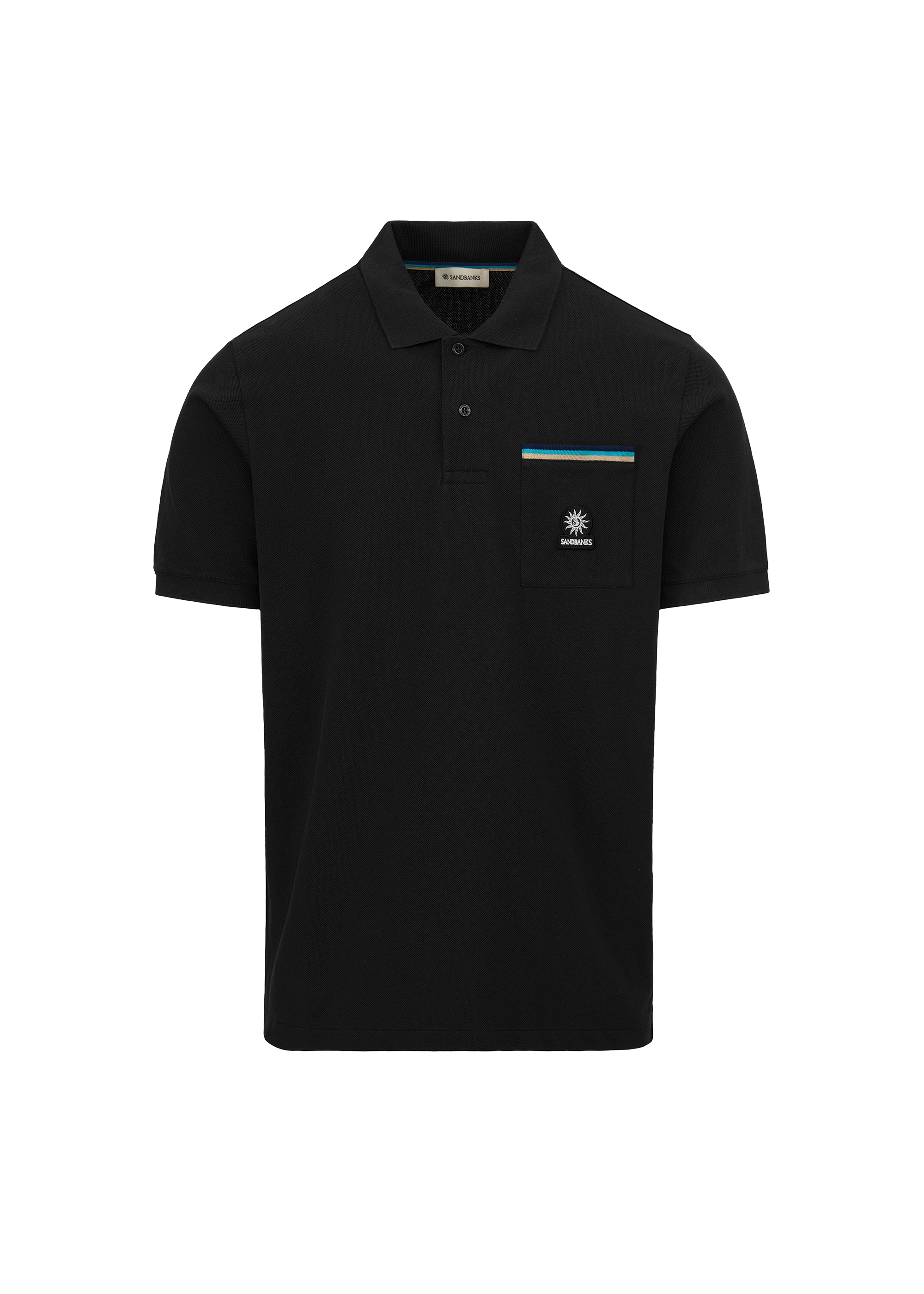 Sandbanks Tri-Colour Pocket Polo Shirt - Black