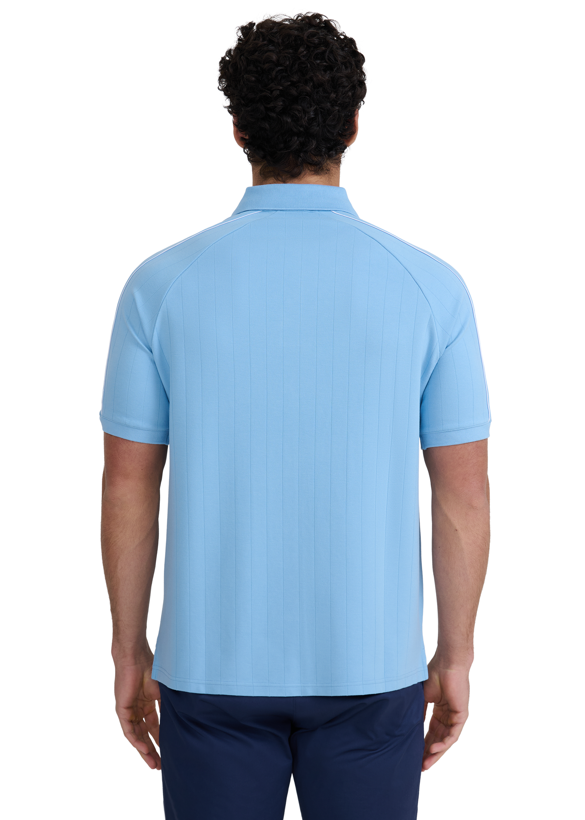 Raglan Panel Piped Polo - Dusty Blue