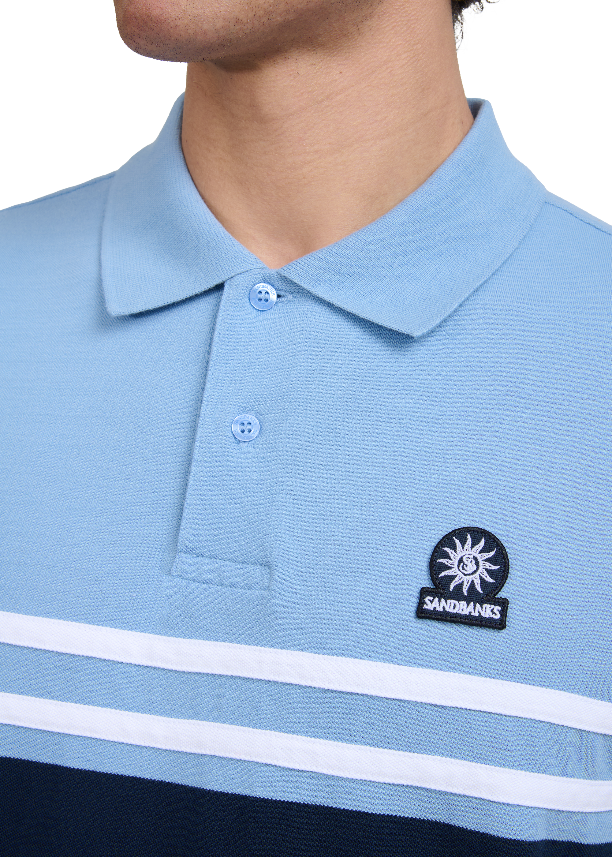 Contrast Stripe Appliqué Polo Shirt - Navy