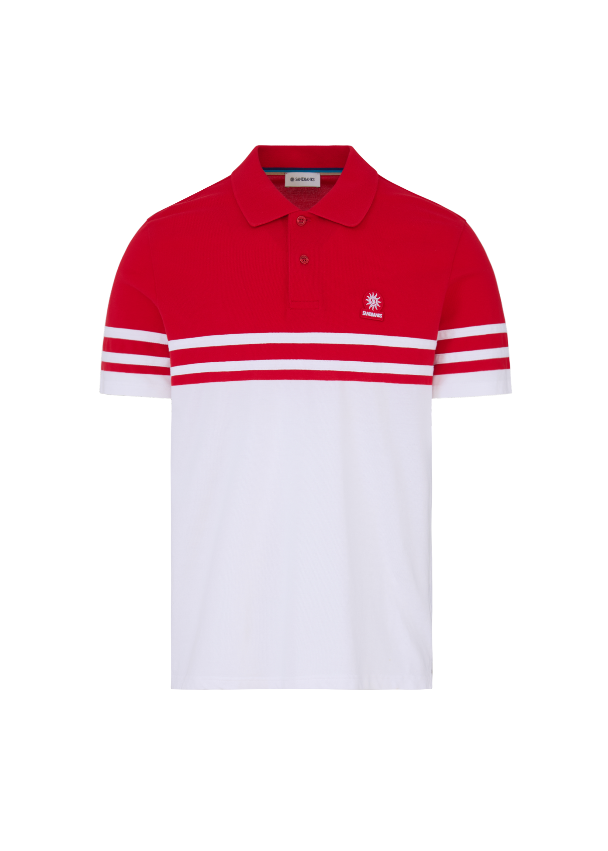 Contrast Stripe Appliqué Polo Shirt - Red