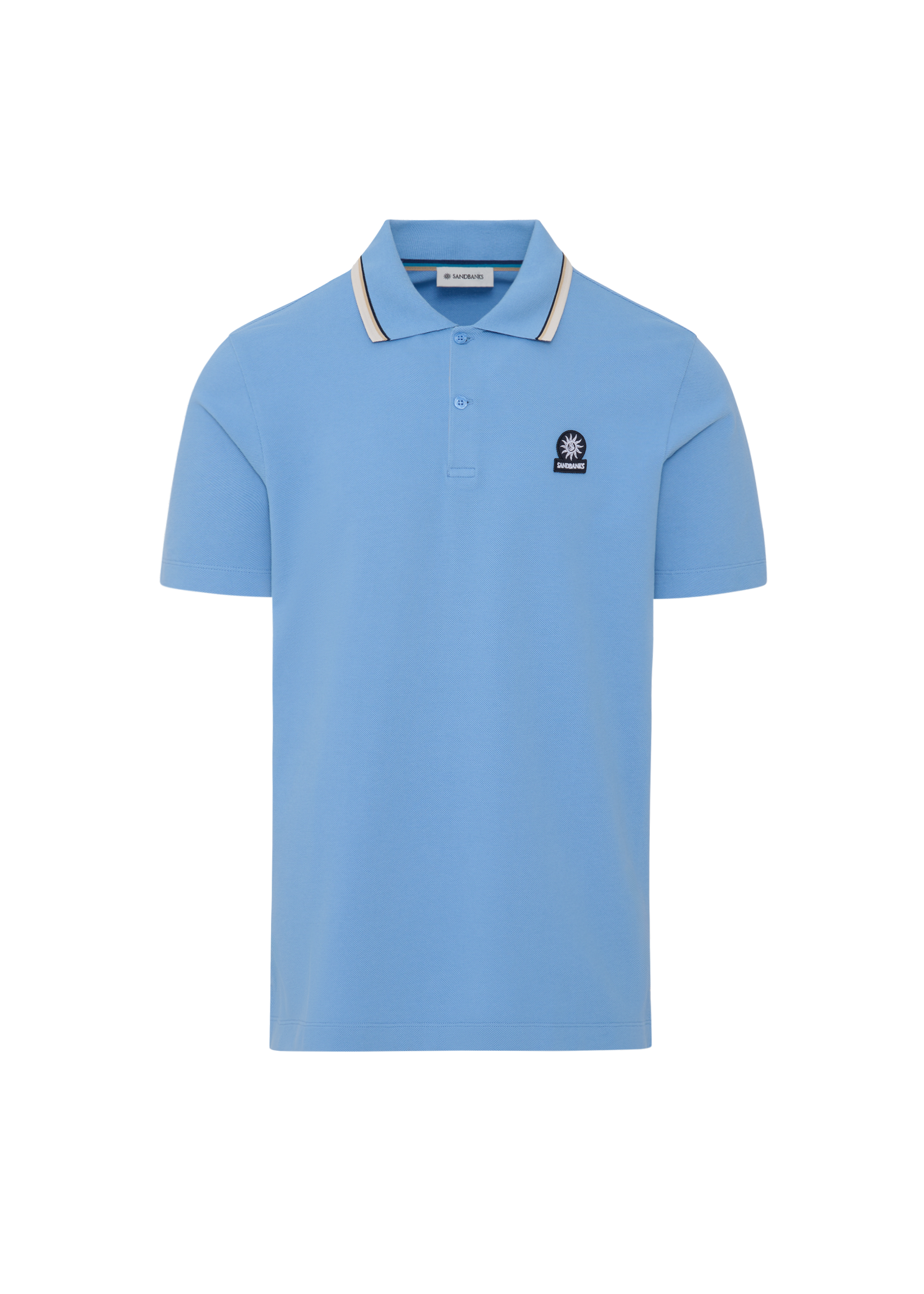 Sandbanks Stripe Tape Placket Polo - Dusty Blue