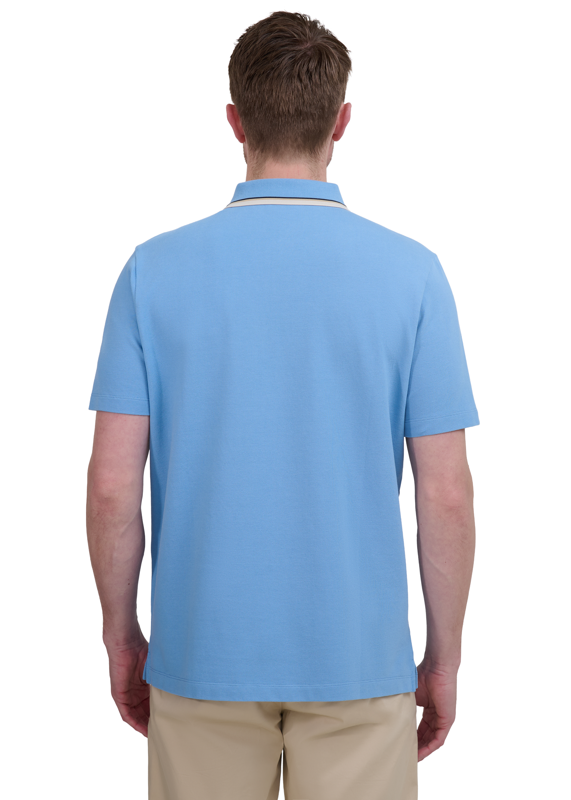 Sandbanks Stripe Tape Placket Polo - Dusty Blue