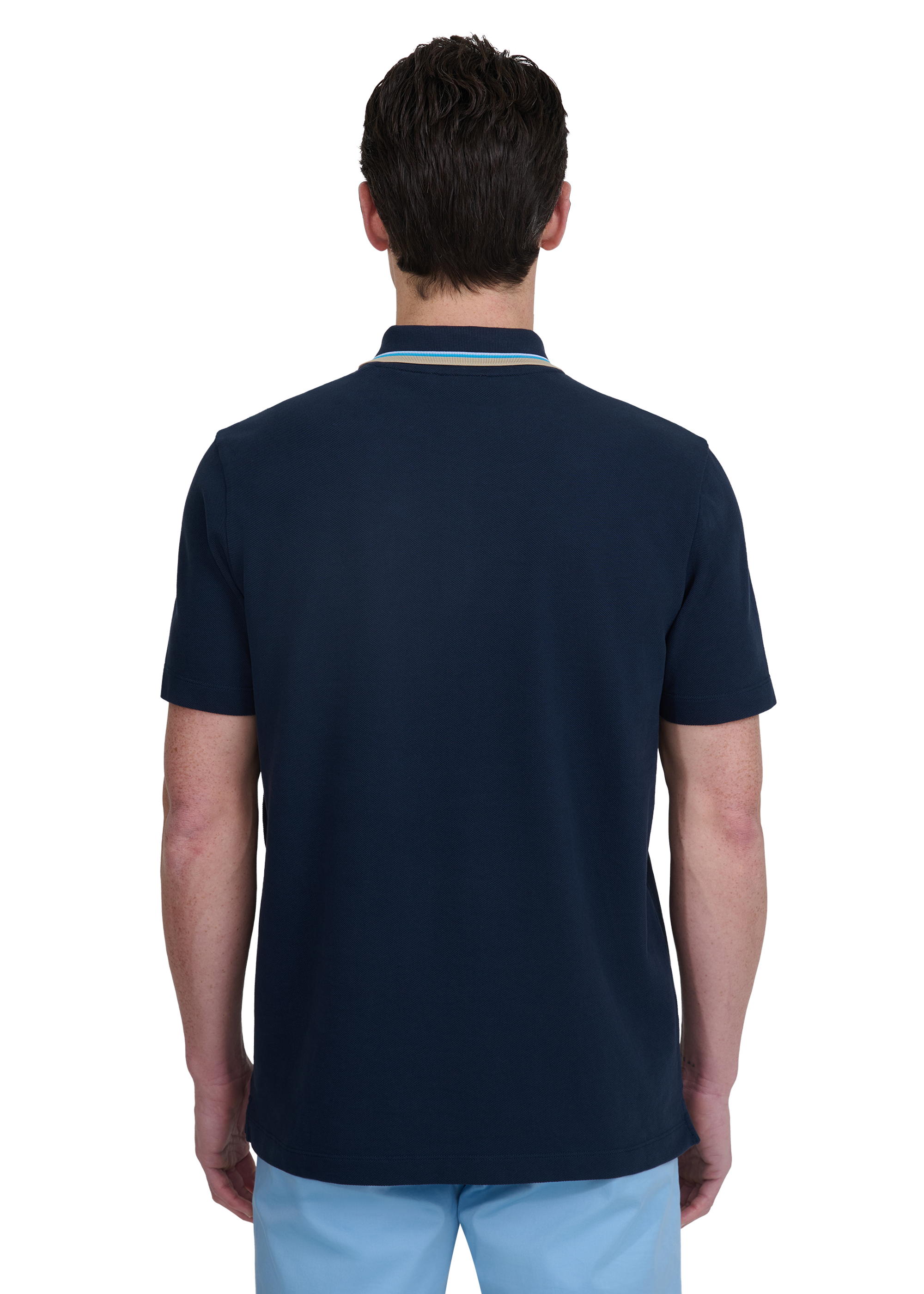 Sandbanks Stripe Tape Placket Polo - Navy