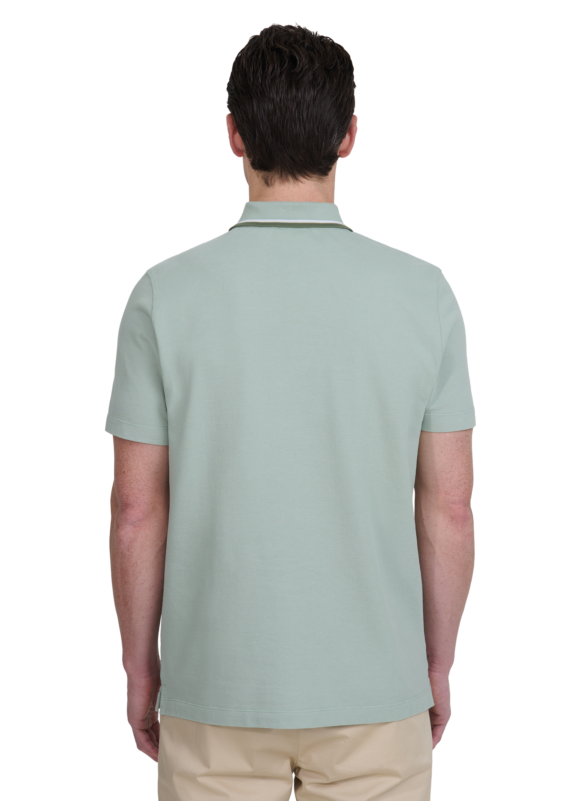 Sandbanks Stripe Tape Placket Polo - Sage