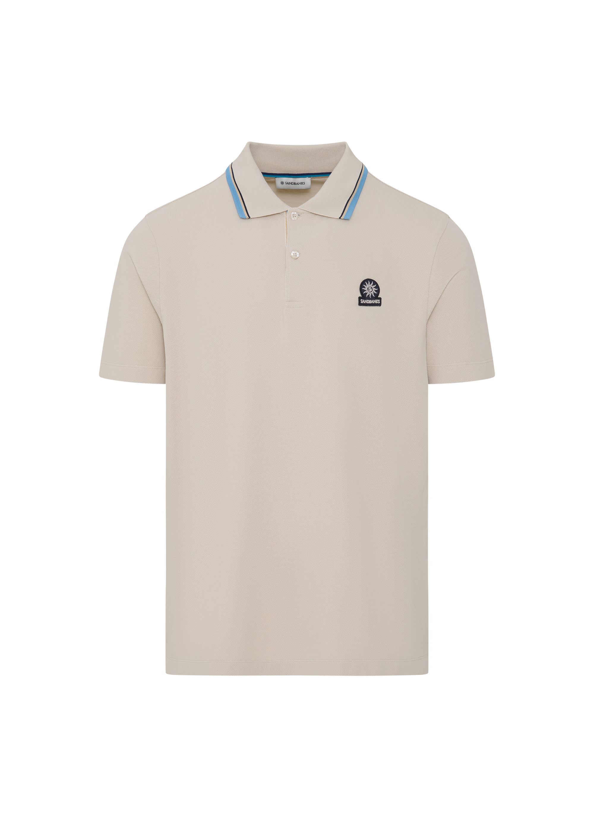 Sandbanks Stripe Tape Placket Polo - Stone