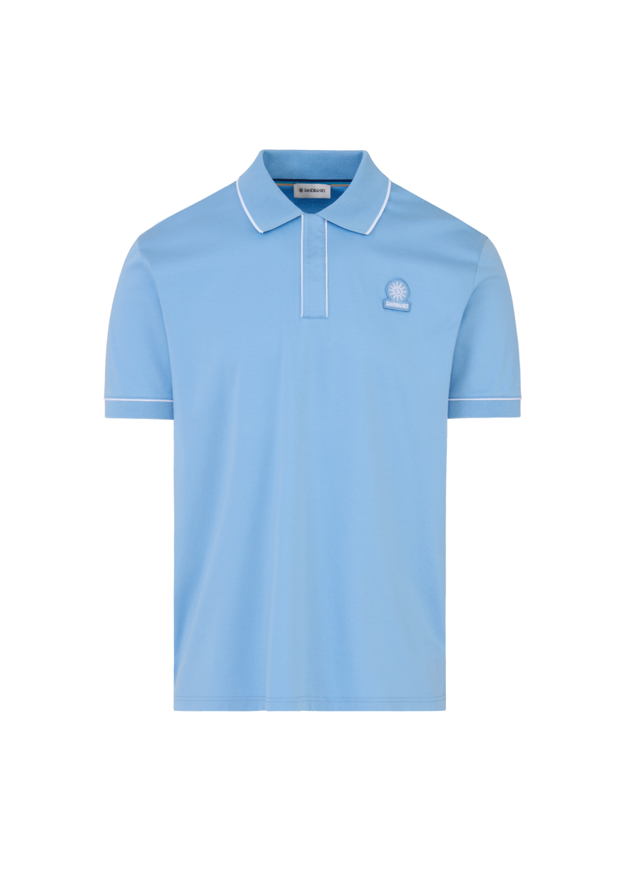 Contrast Piped Polo Shirt - Dusty Blue