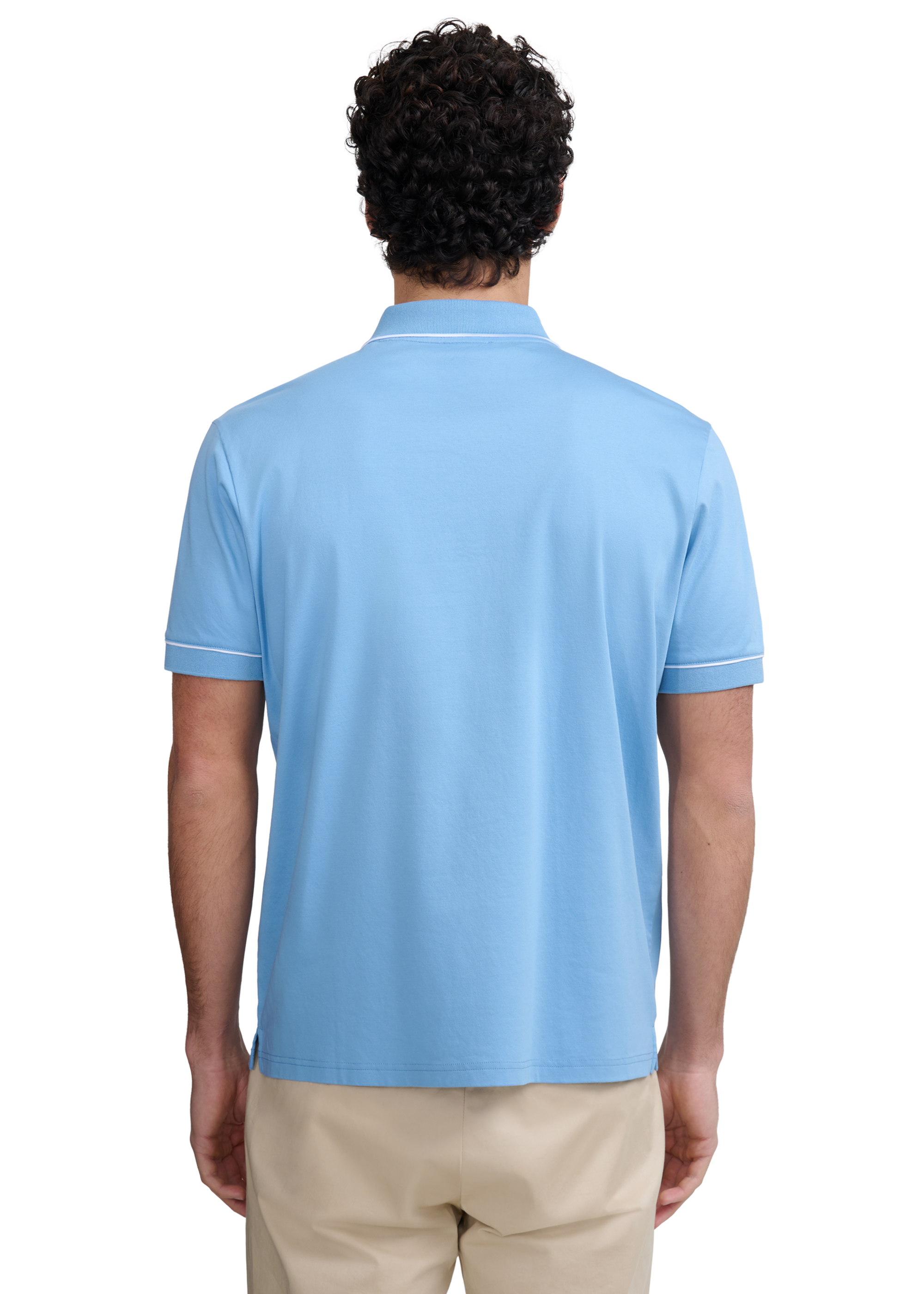Contrast Piped Polo Shirt - Dusty Blue