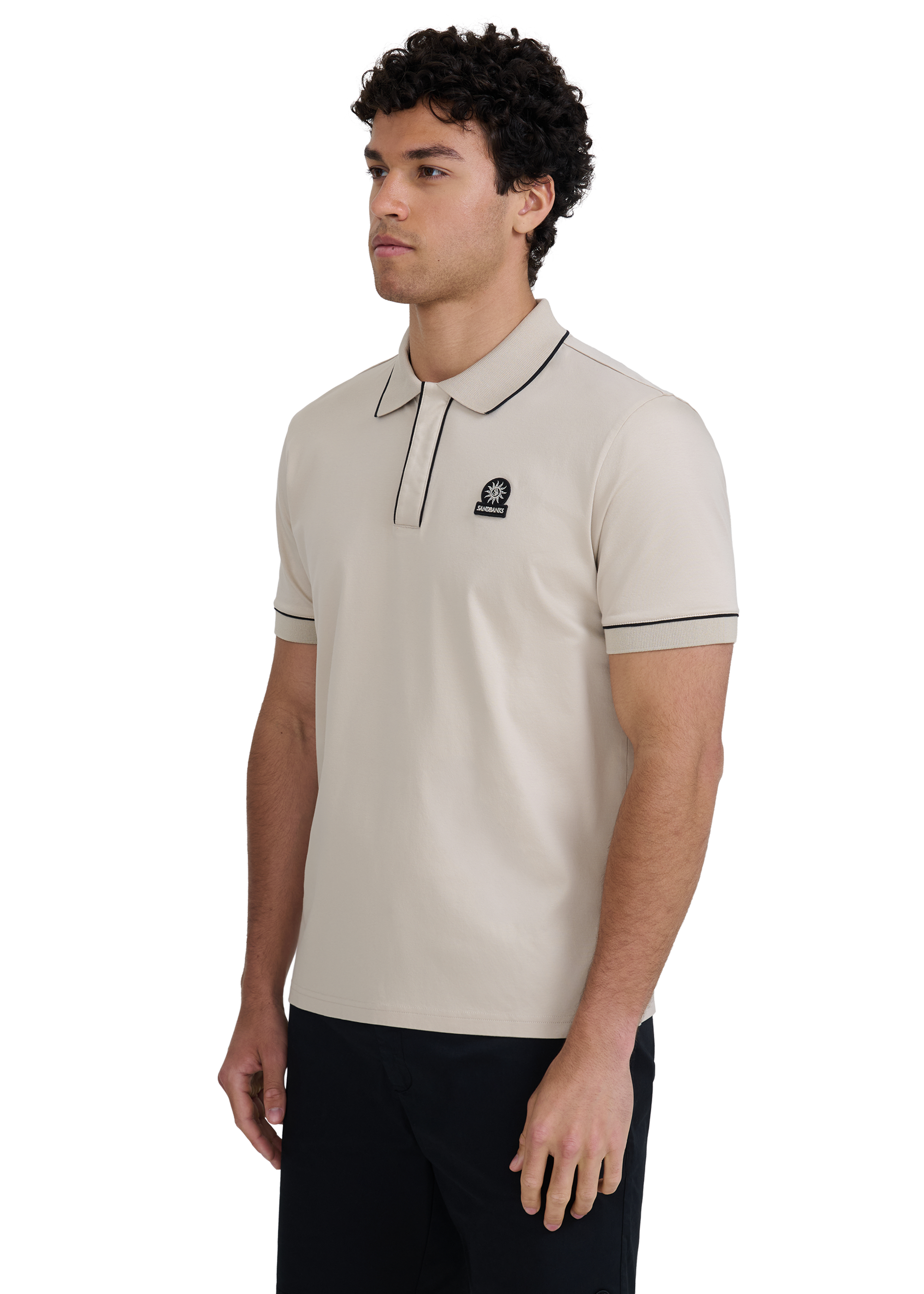 Contrast Piped Polo Shirt - Stone