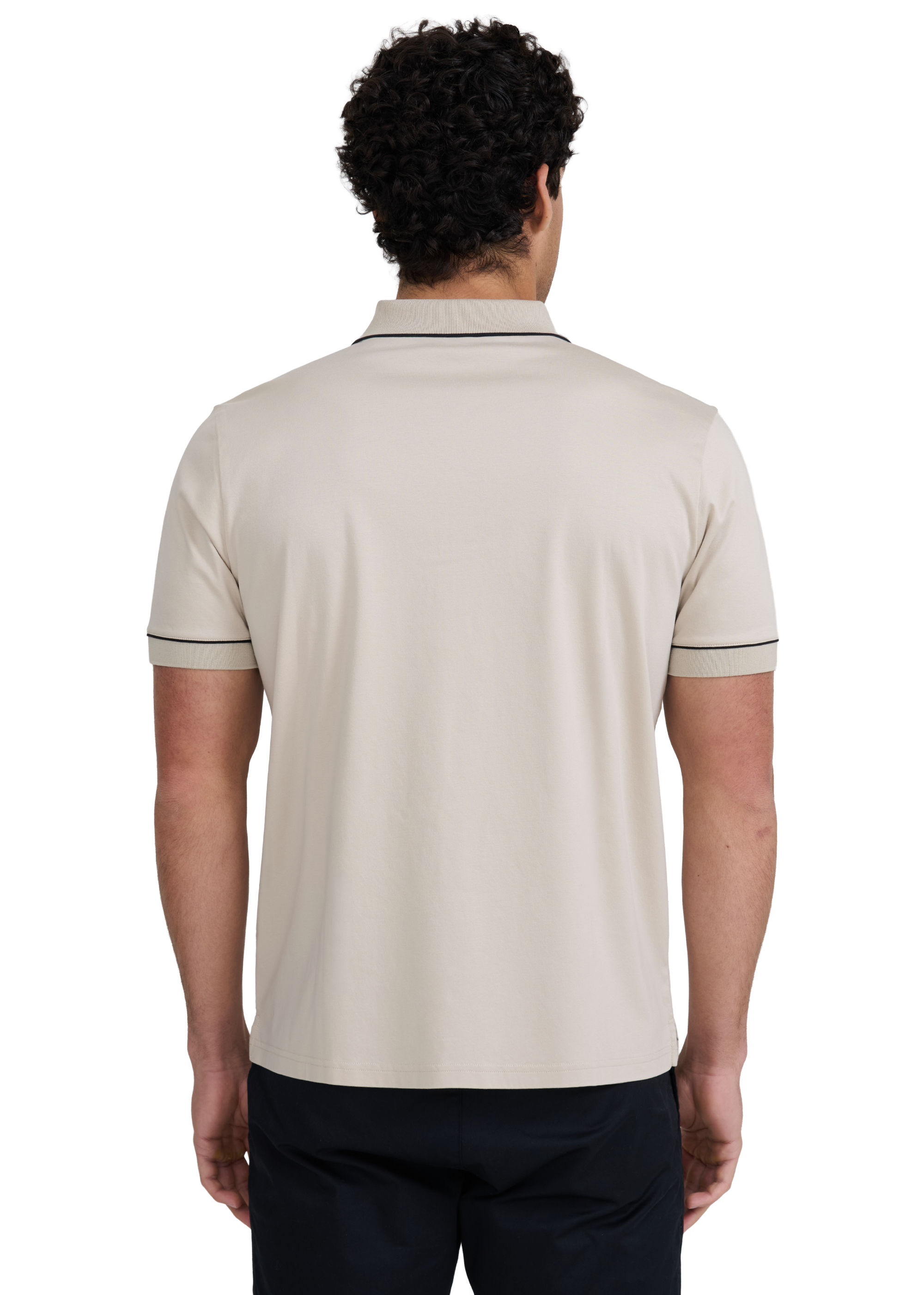 Contrast Piped Polo Shirt - Stone
