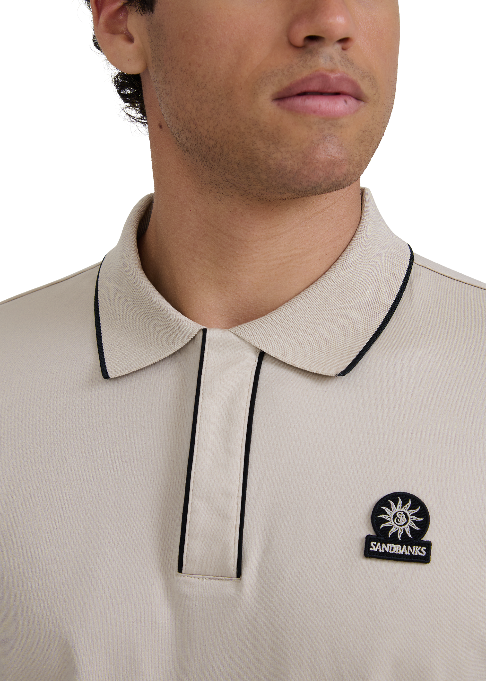 Contrast Piped Polo Shirt - Stone