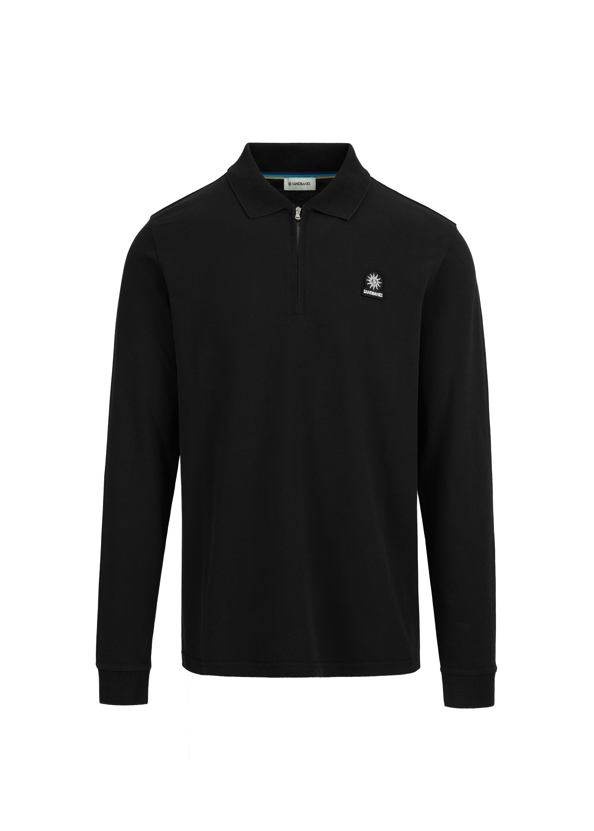 Sandbanks Long Sleeve Zip Polo Shirt - Black