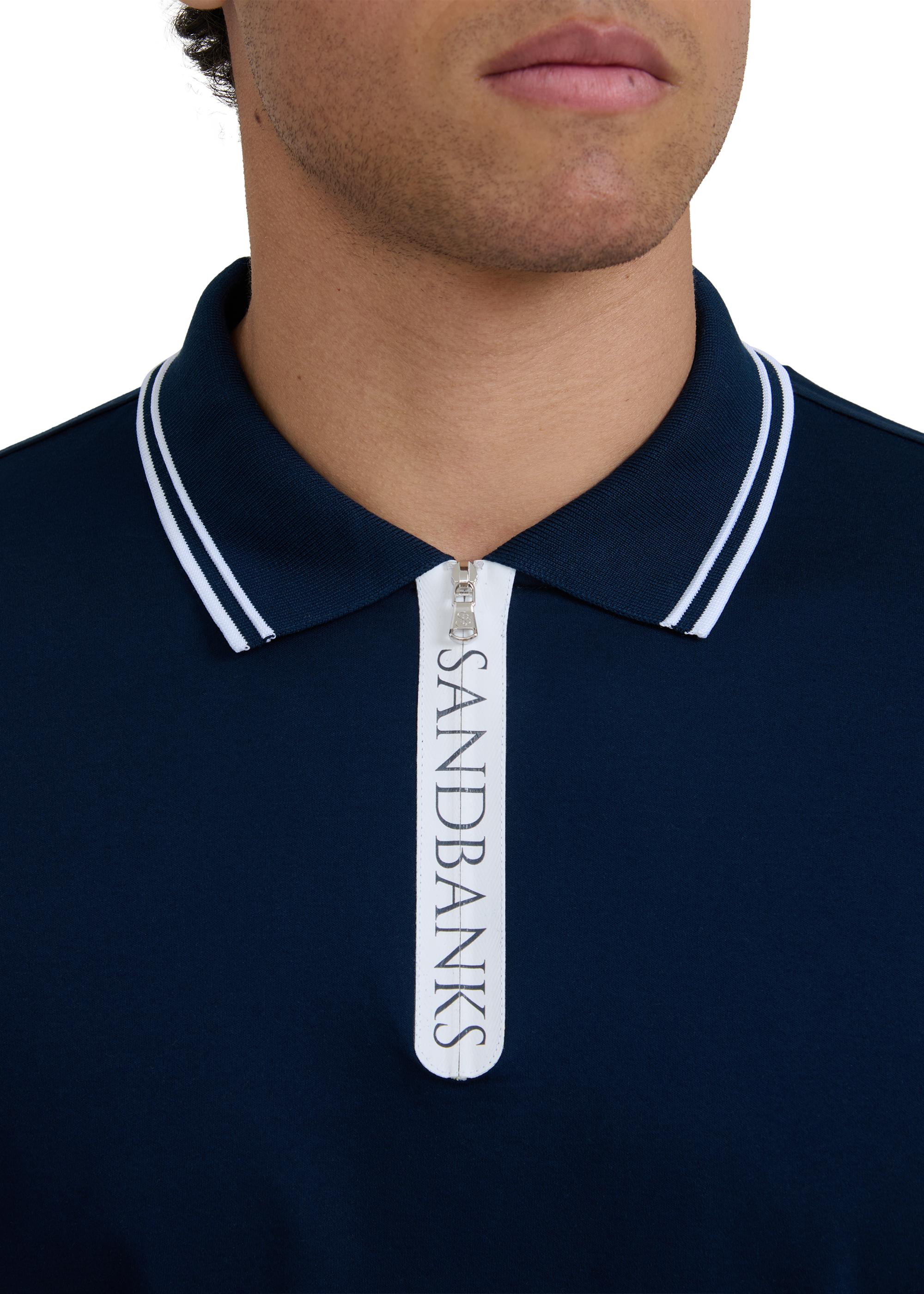 Silicone Zip Polo Shirt - Navy