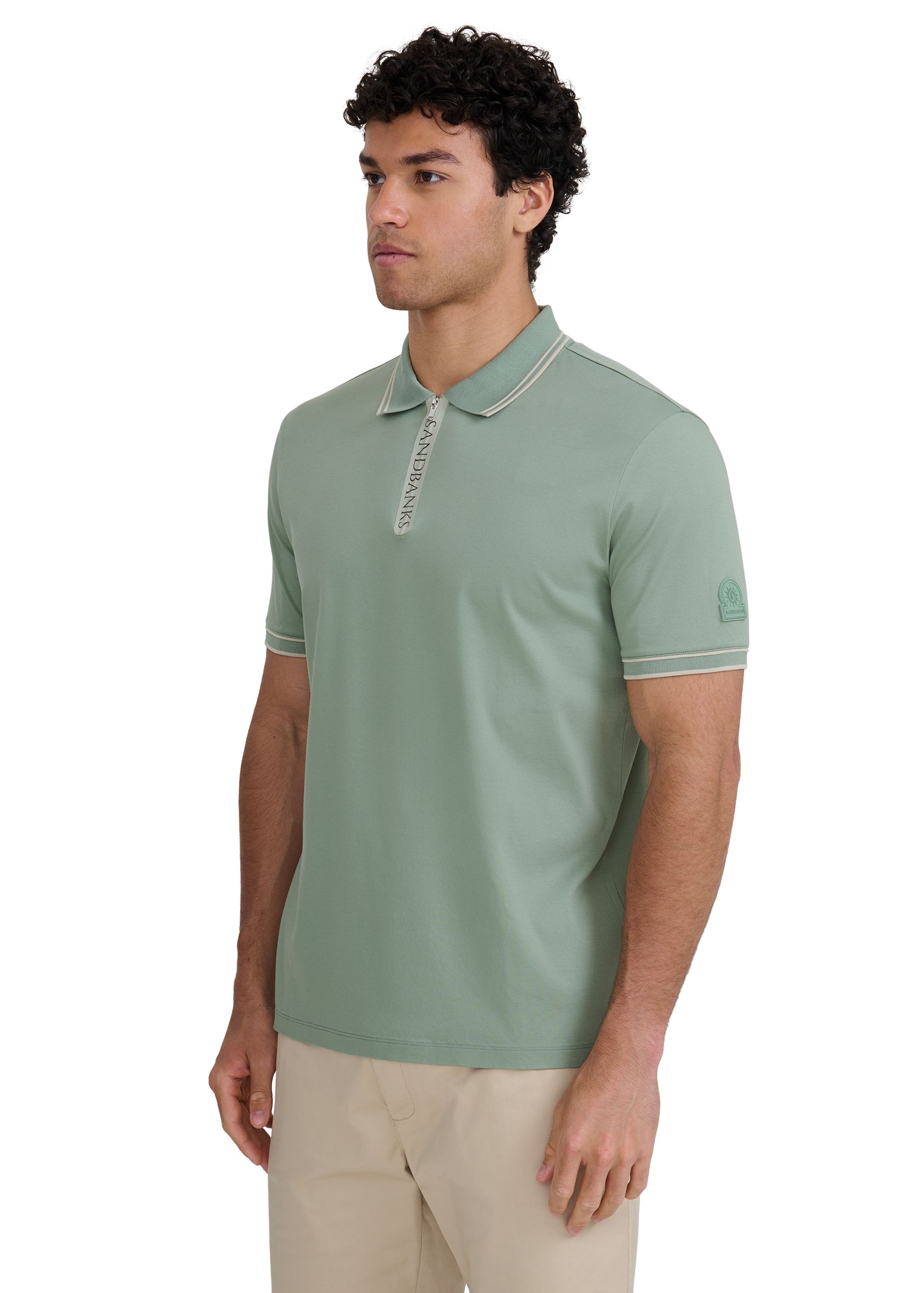 Silicone Zip Polo Shirt - Sage