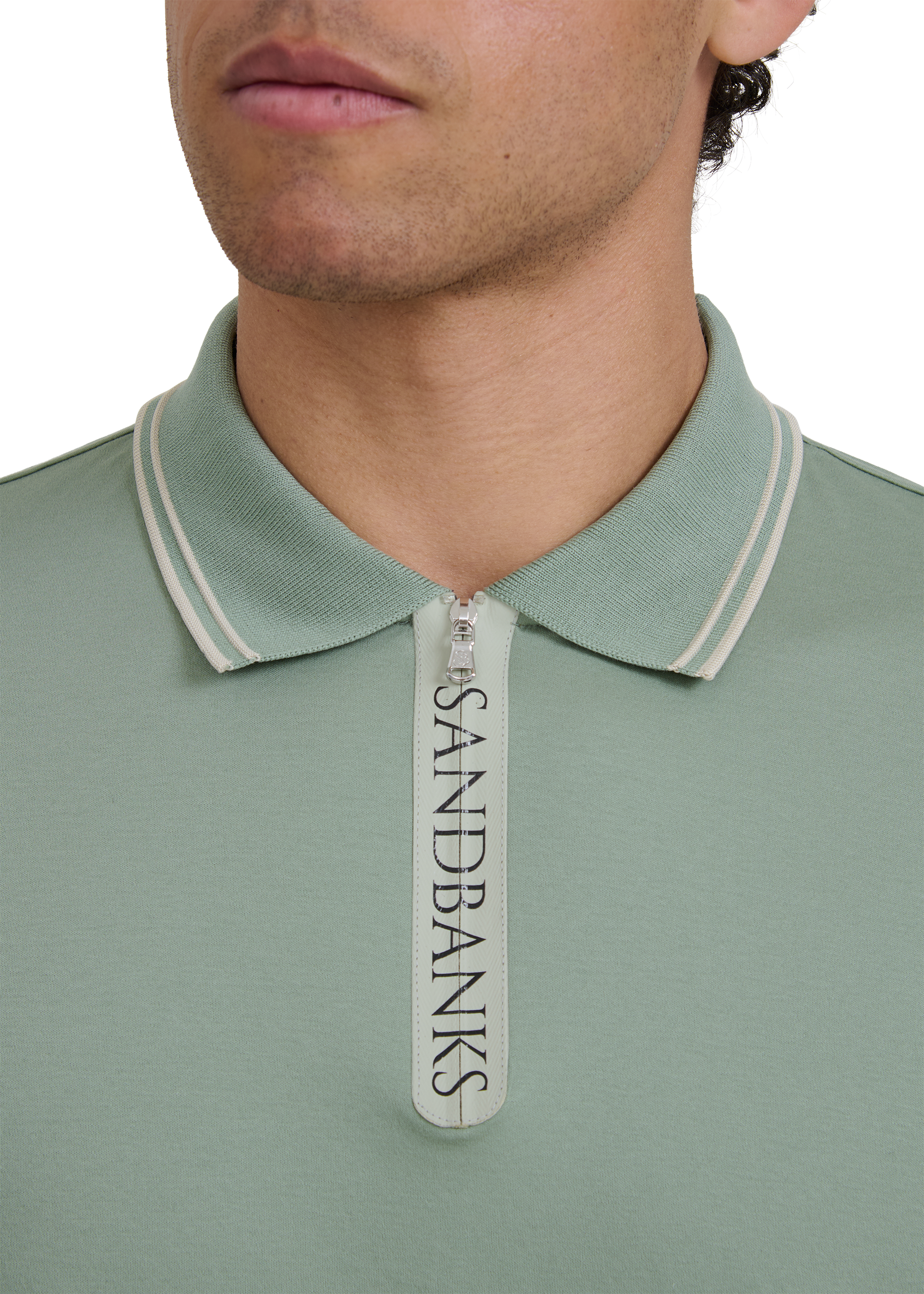 Silicone Zip Polo Shirt - Sage
