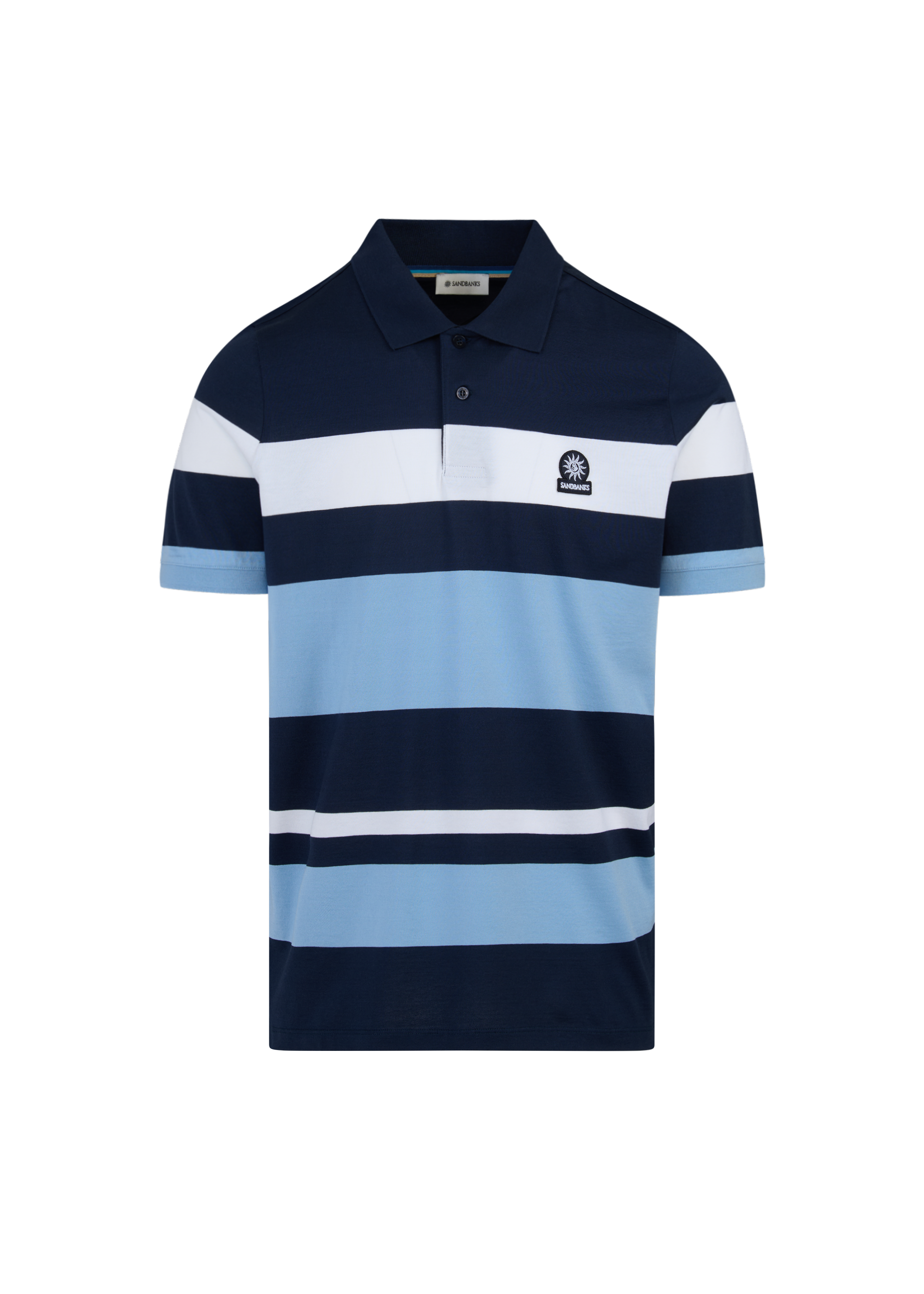 Sandbanks Mercerised Stripe Polo - Navy