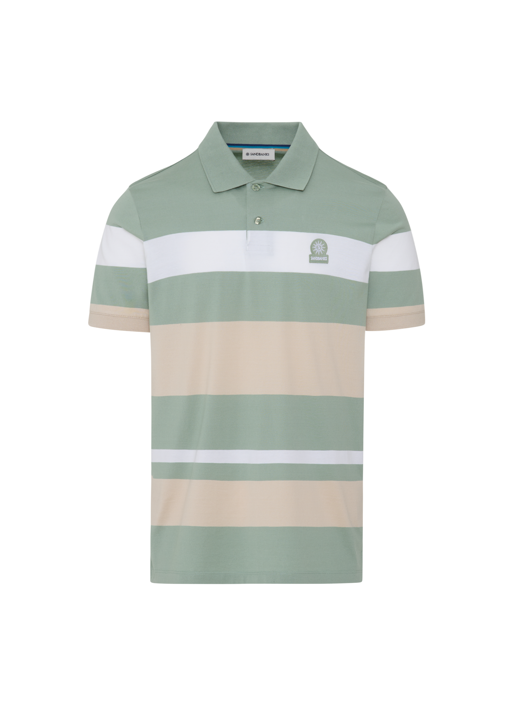Sandbanks Mercerised Stripe Polo - Sage