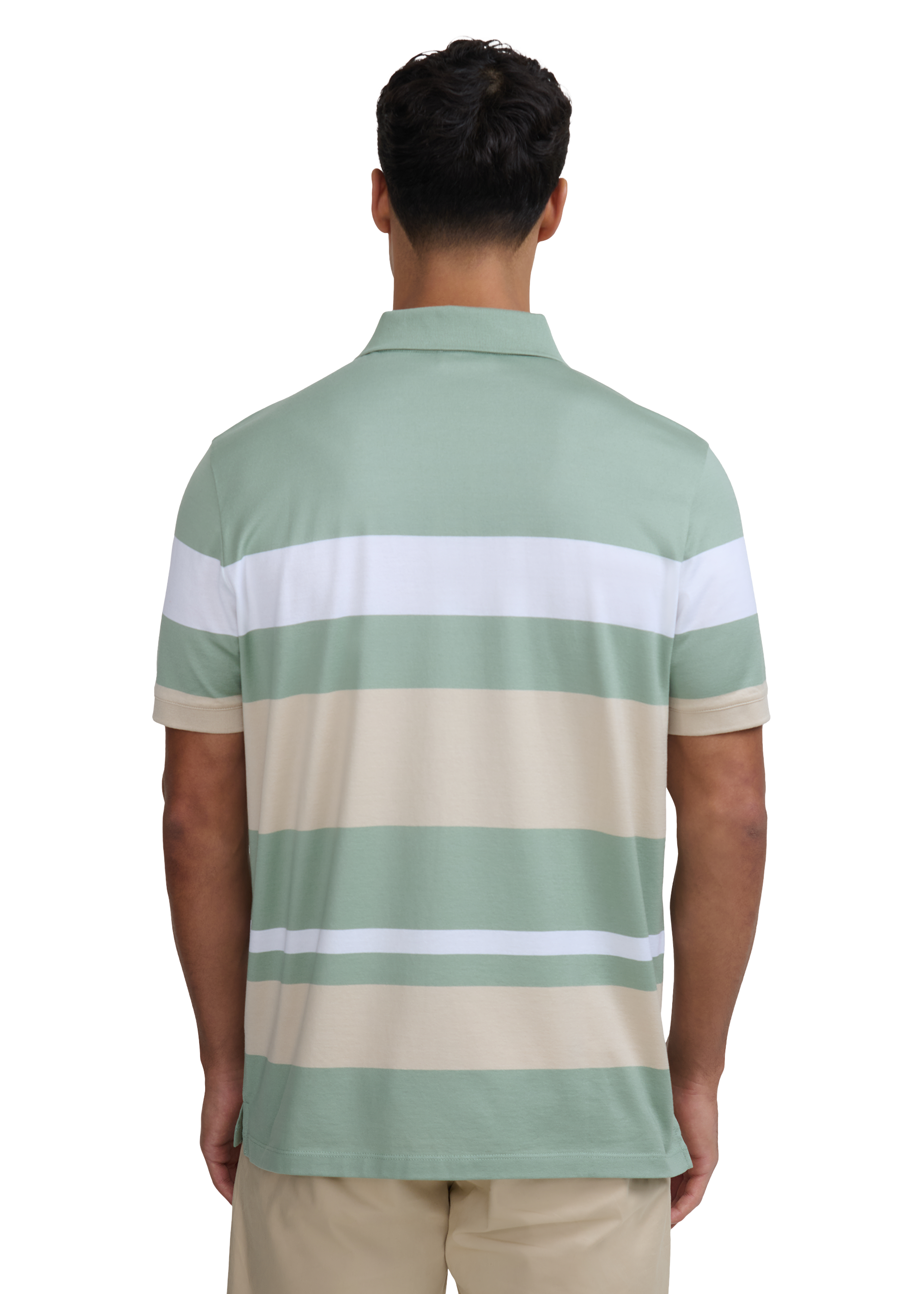 Sandbanks Mercerised Stripe Polo - Sage