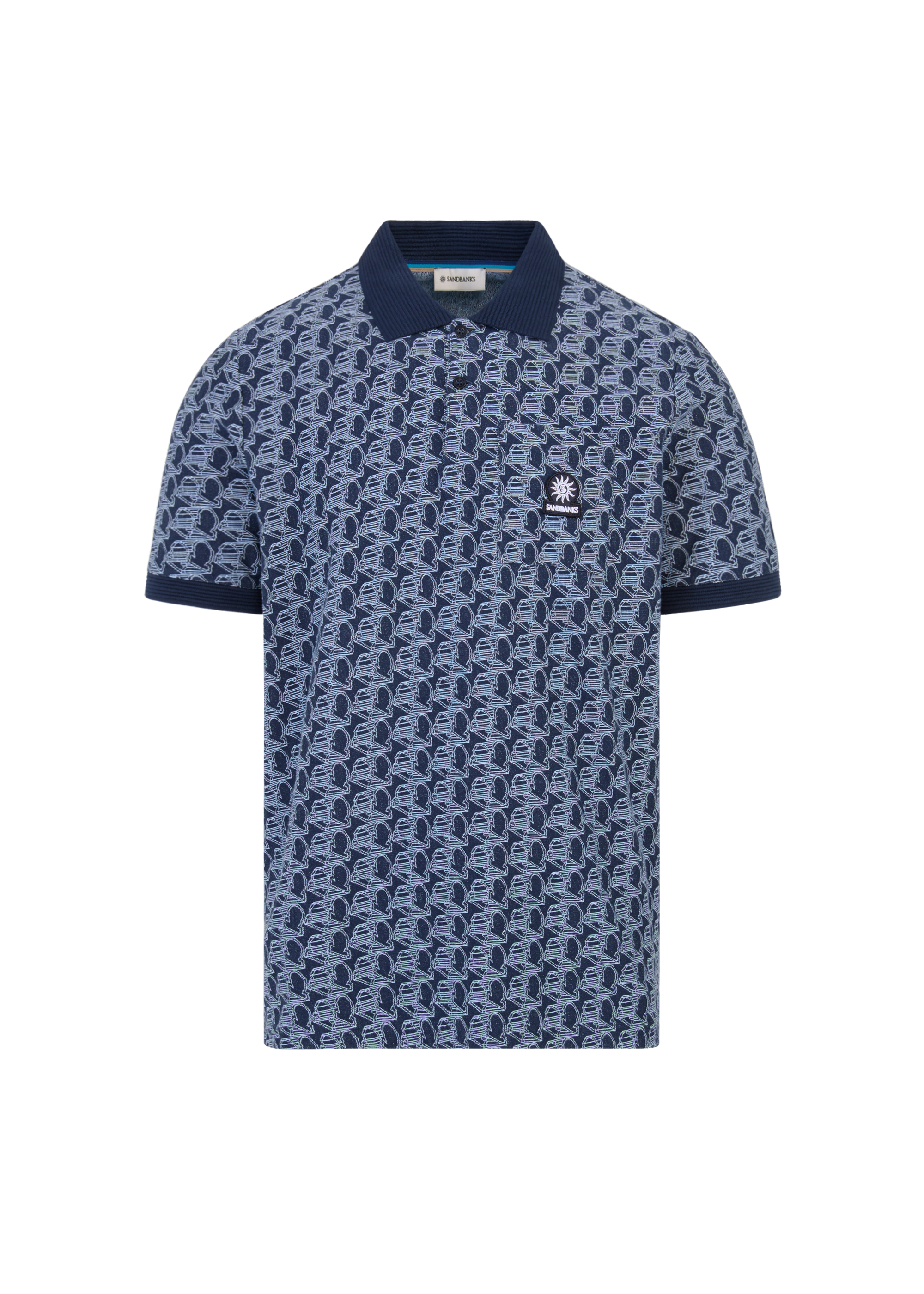 Sandbanks Jacquard Logo Polo Shirt - Navy