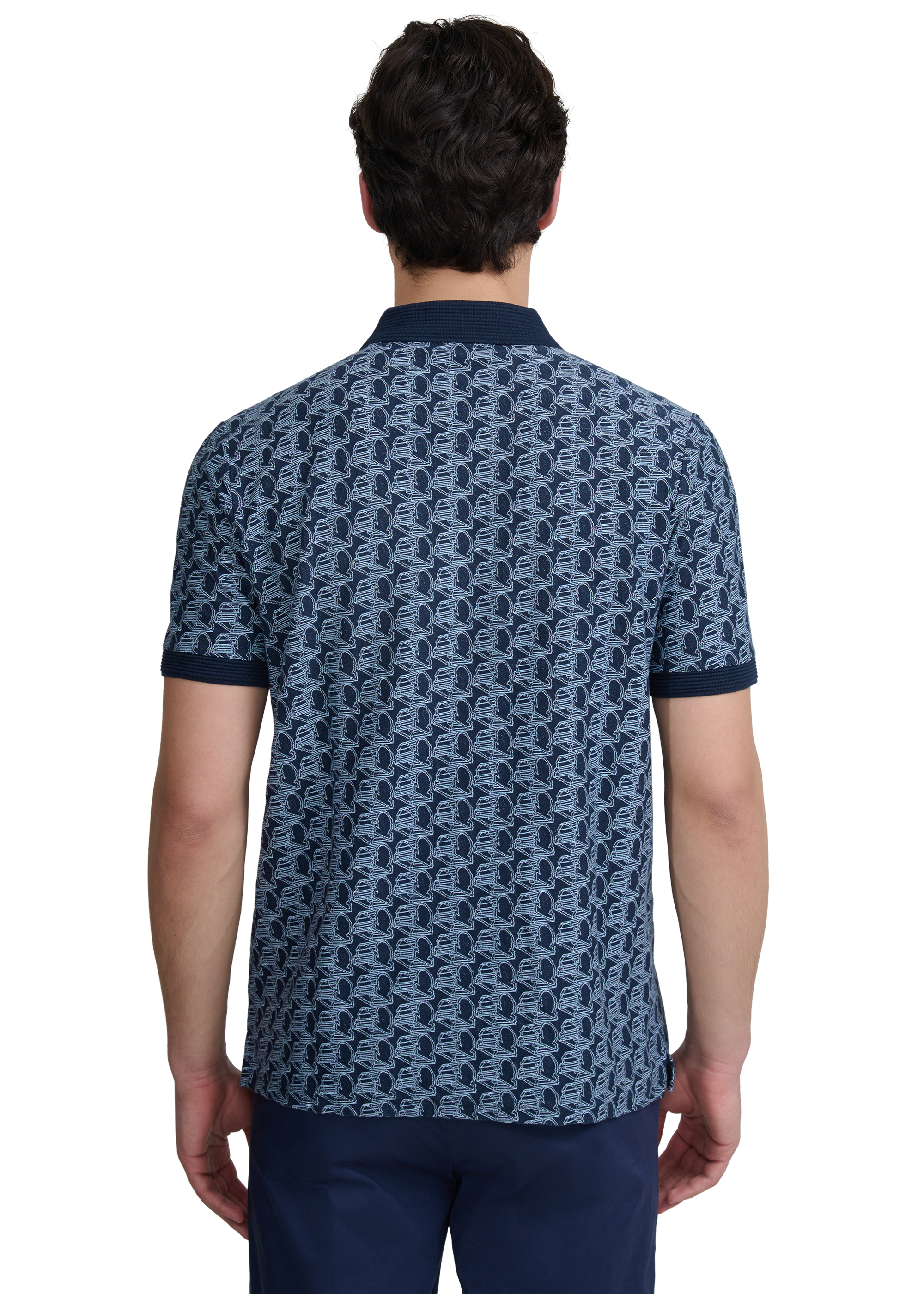 Sandbanks Jacquard Logo Polo Shirt - Navy