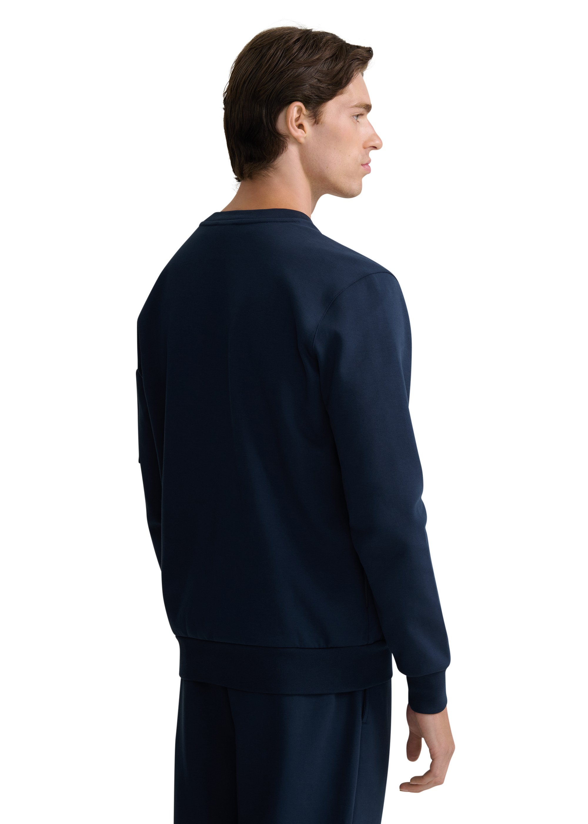 Zip Pocket Interlock Sweatshirt - Navy