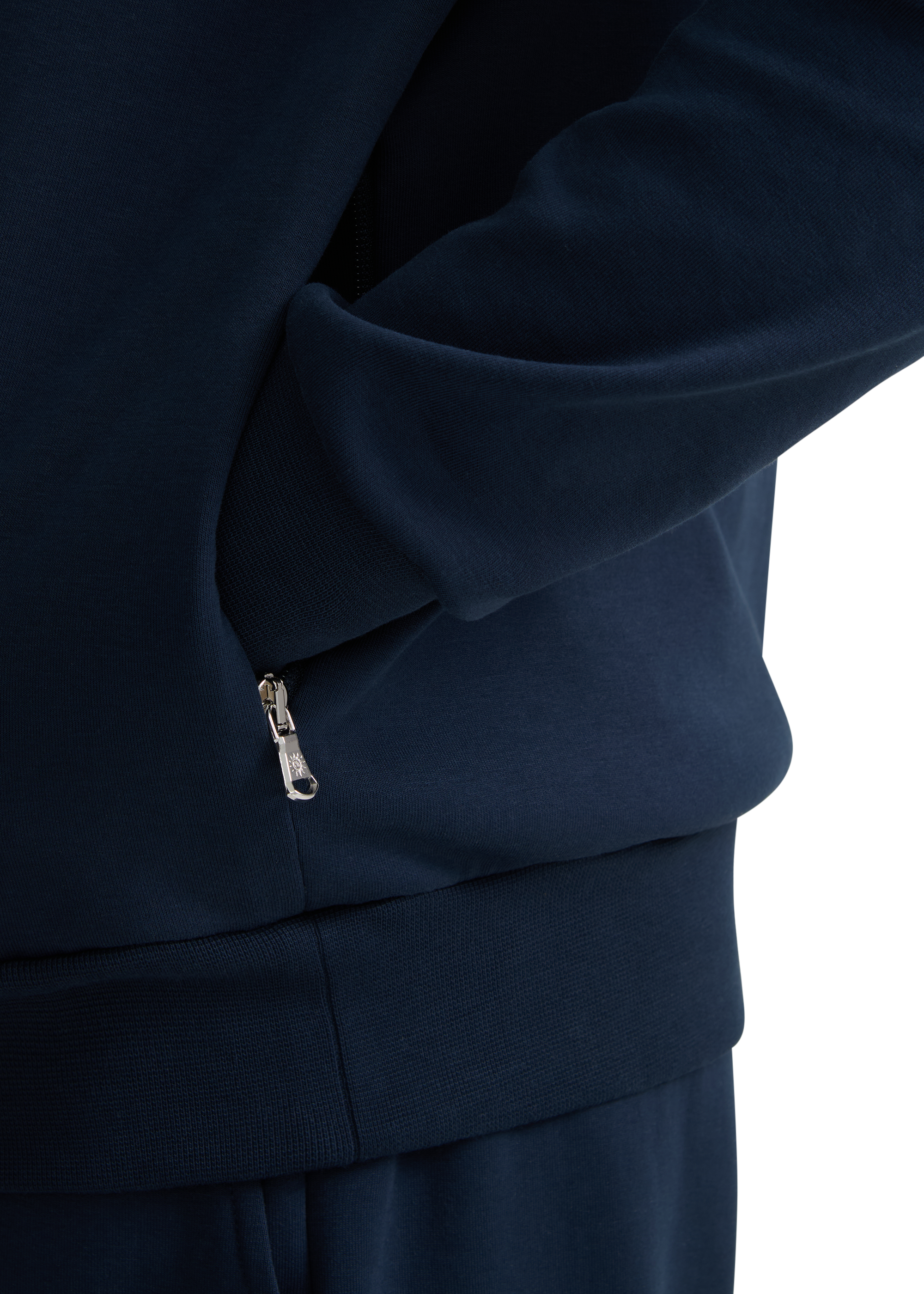 Zip Pocket Interlock Sweatshirt - Navy