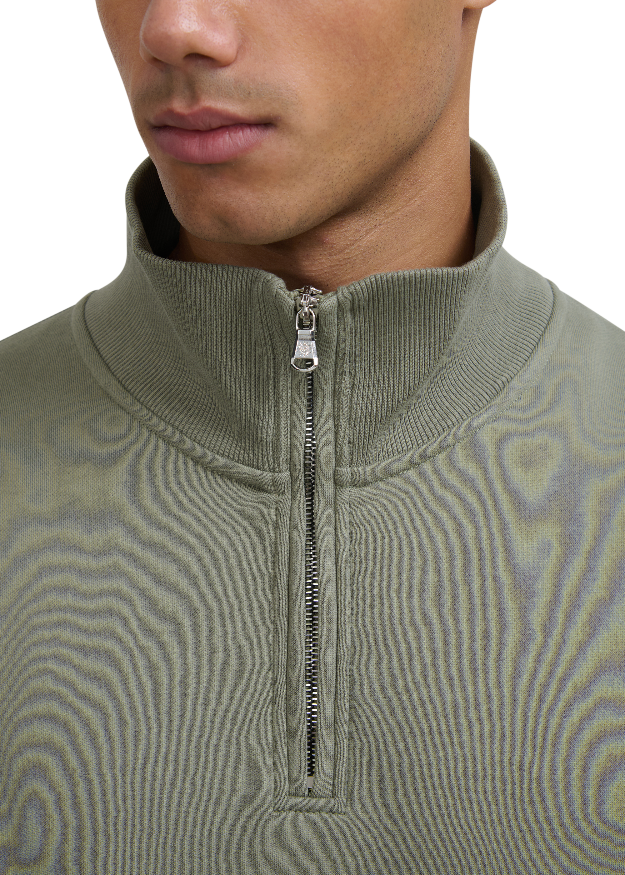 Sandbanks Badge Logo Quarter Zip Sweatshirt - Army