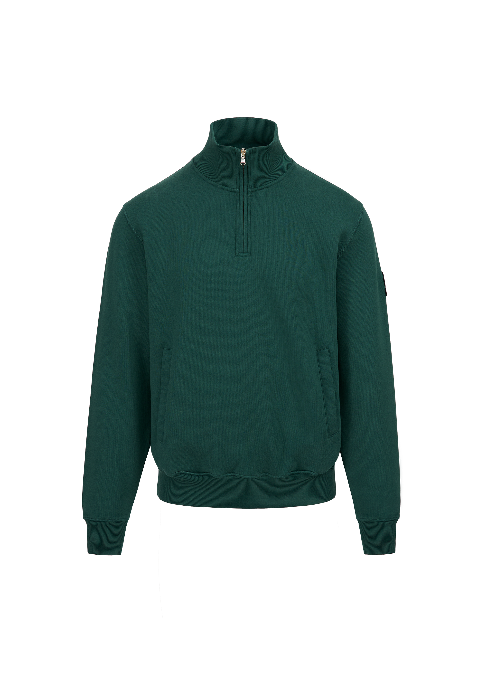 Sandbanks Badge Logo Quarter Zip Sweatshirt - Emerald Green