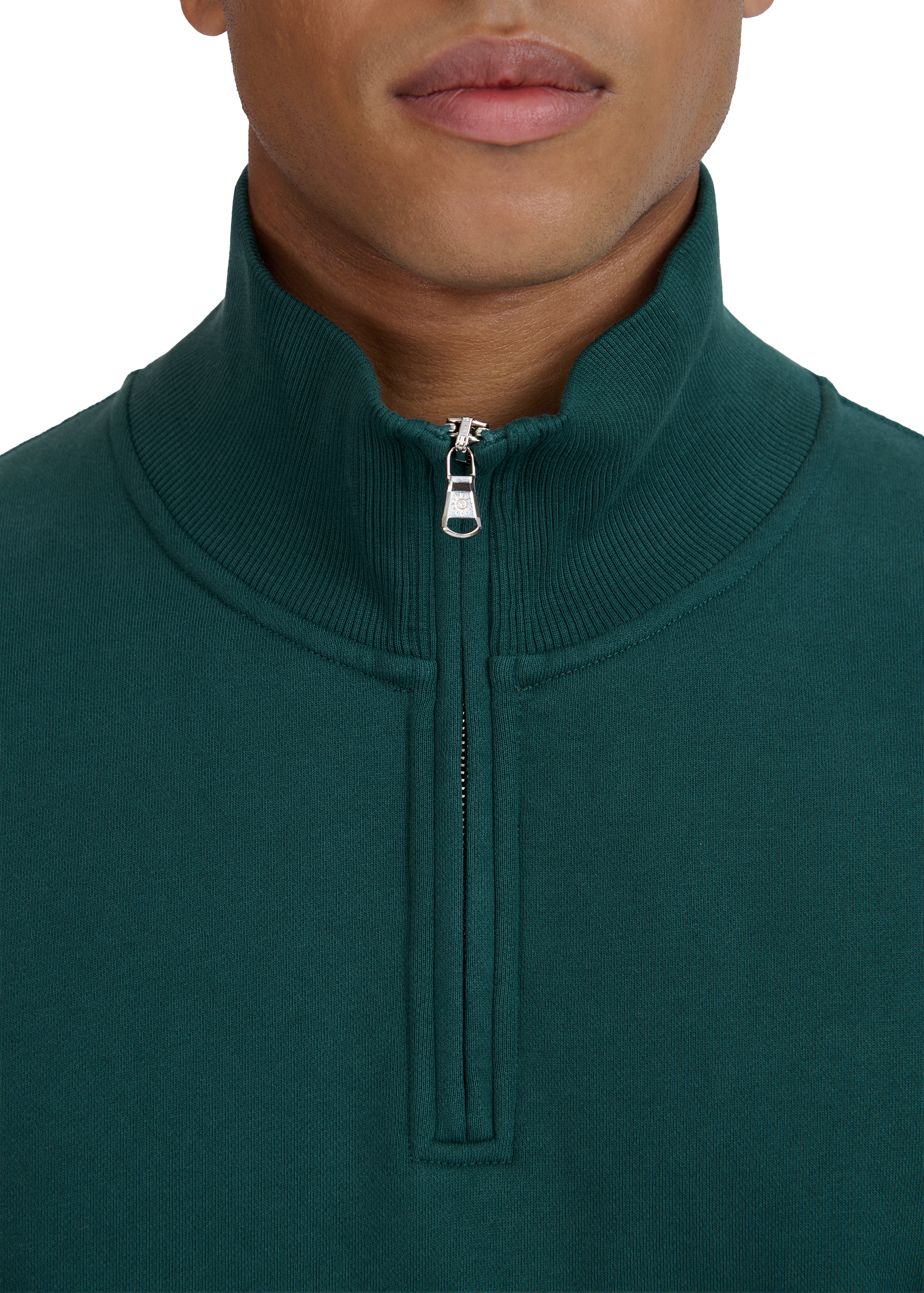 Sandbanks Badge Logo Quarter Zip Sweatshirt - Emerald Green